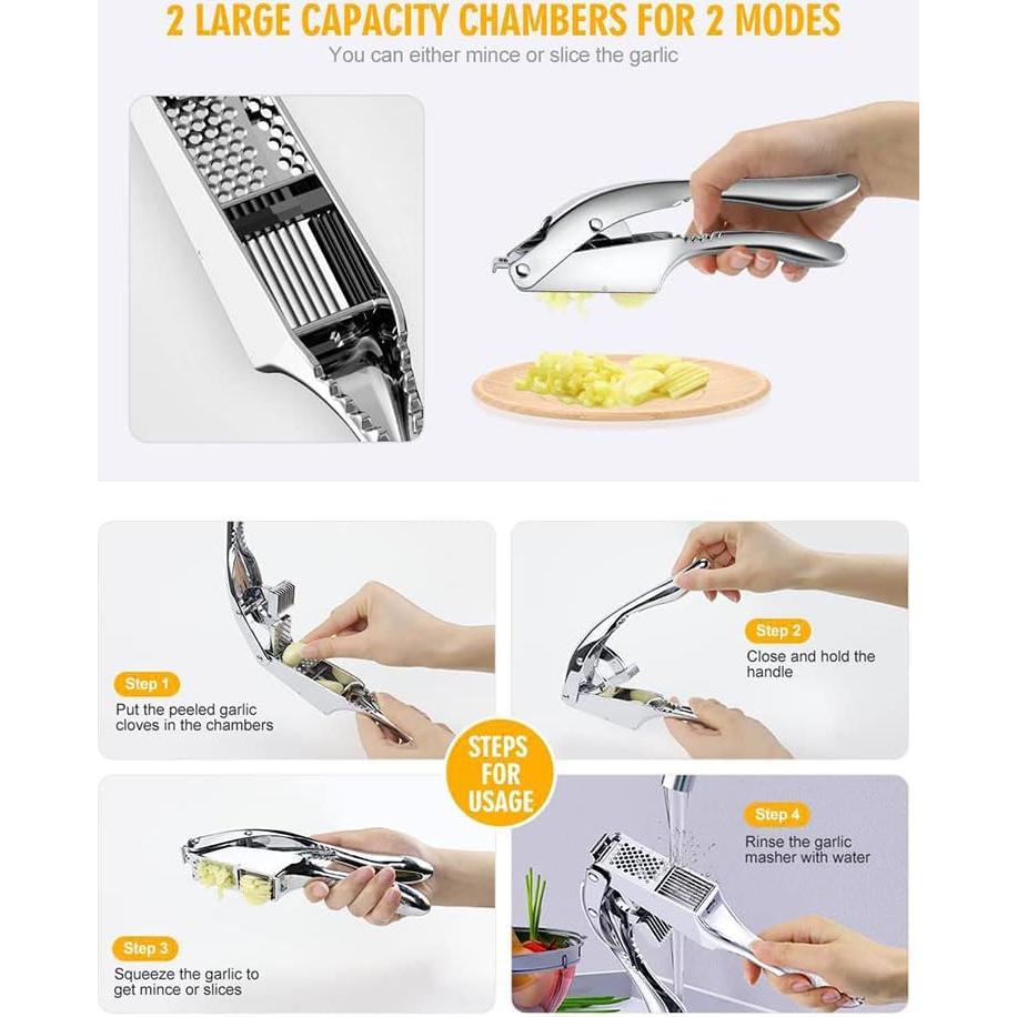 Prensa de Ajo PieJoFpy de Acero Inoxidable 21.5cm 2 en 1