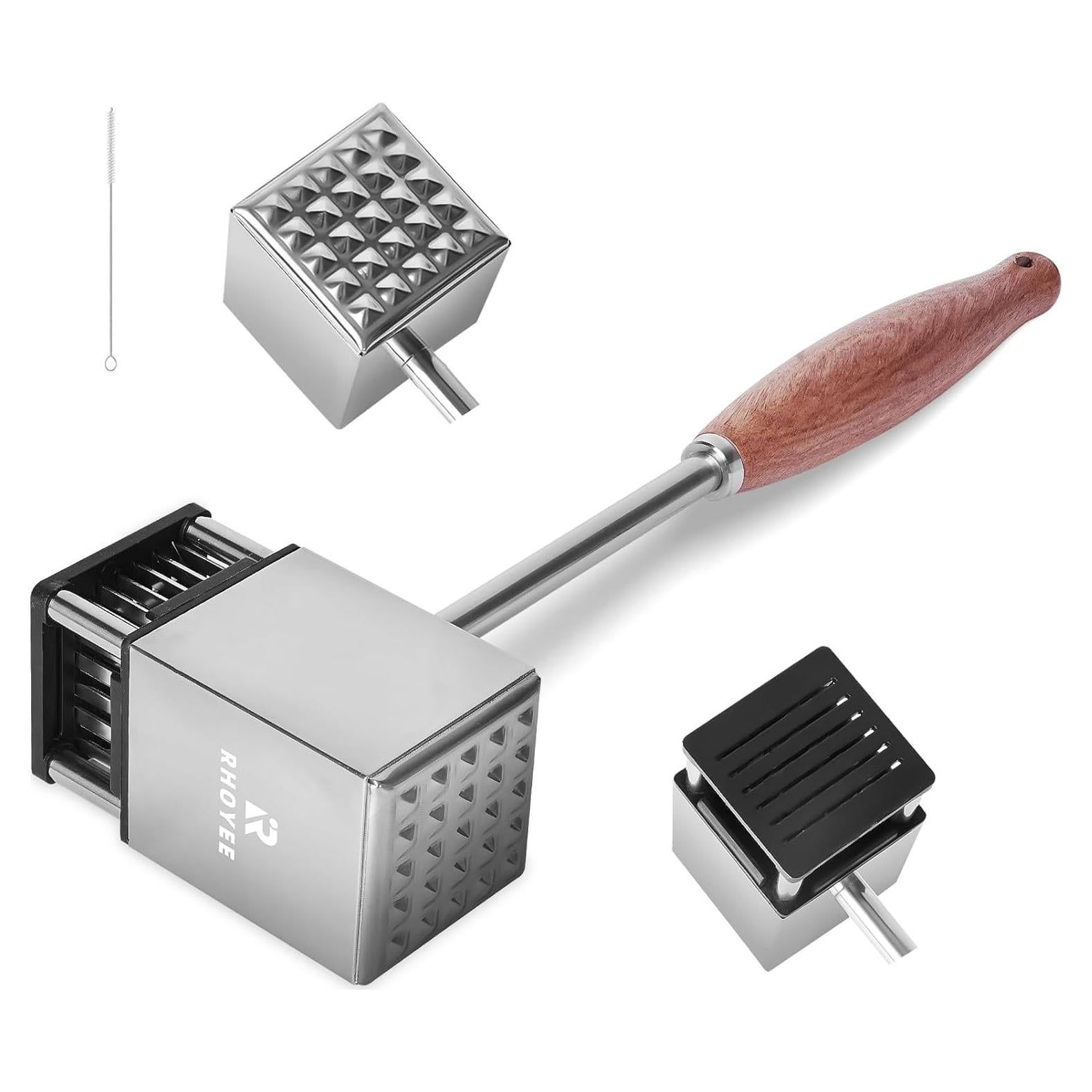 Mallet de ablandador de carne Rhoyee 2-en-1 acero inoxidable