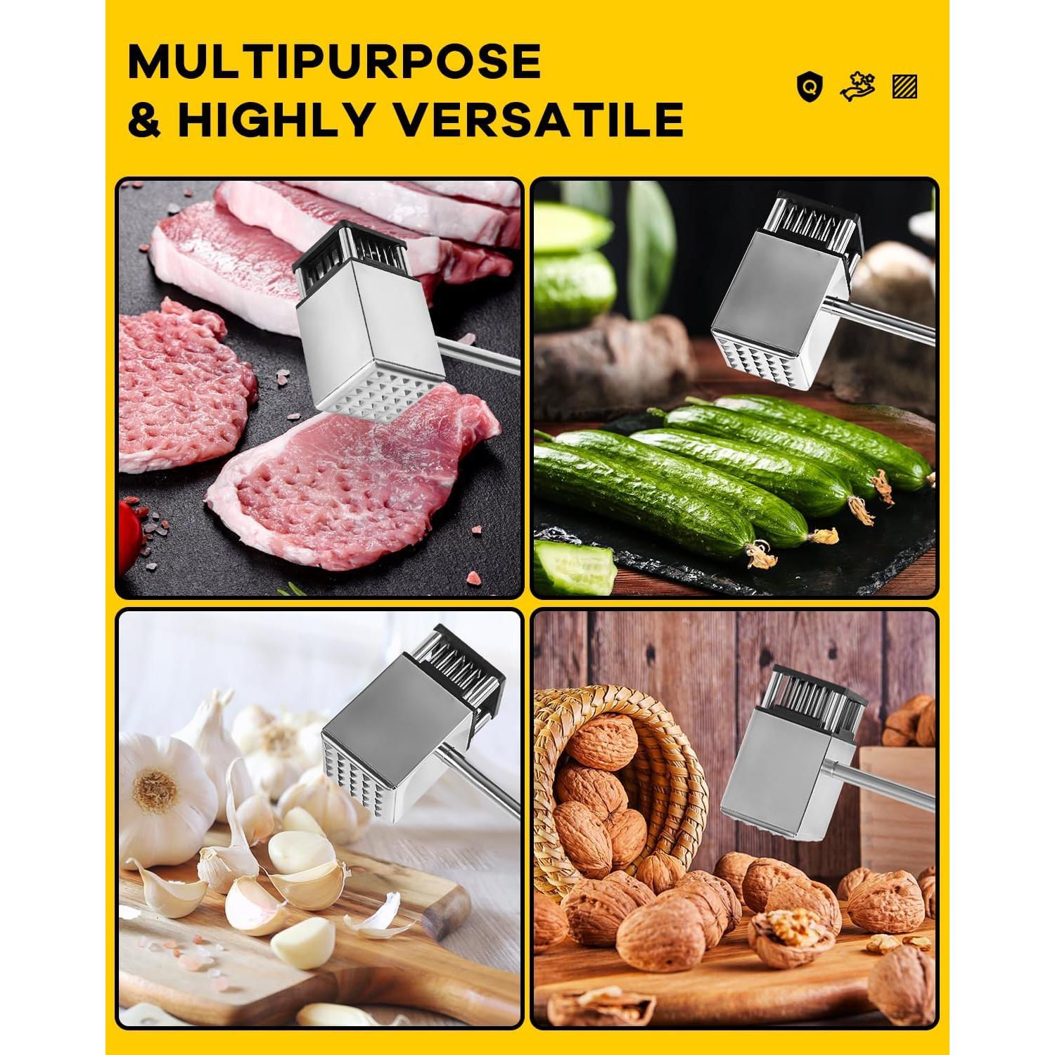 Mallet de ablandador de carne Rhoyee 2-en-1 acero inoxidable