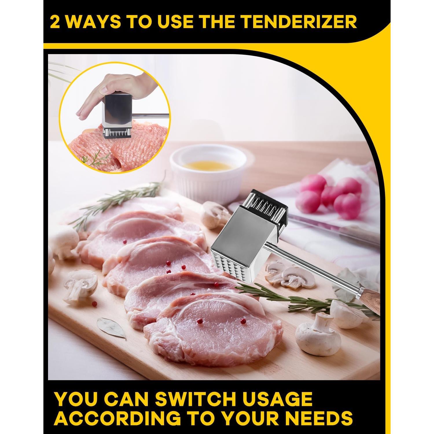 Mallet de ablandador de carne Rhoyee 2-en-1 acero inoxidable