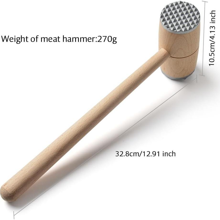Martillo Ablandador de Carne de Madera Doble Cara 32cm