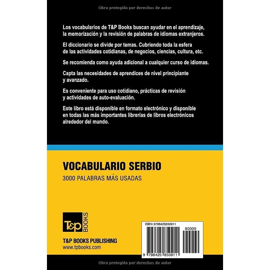 Vocabulario español-serbio - 3000 palabras más usadas (Spanish collection) (Spanish Edition)