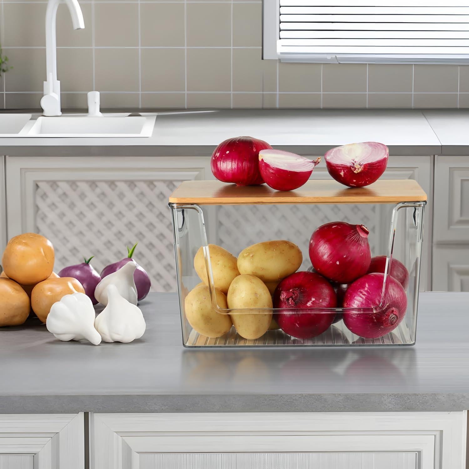 2 Organizadores Apilables Spacemart para Cebollas y Papas