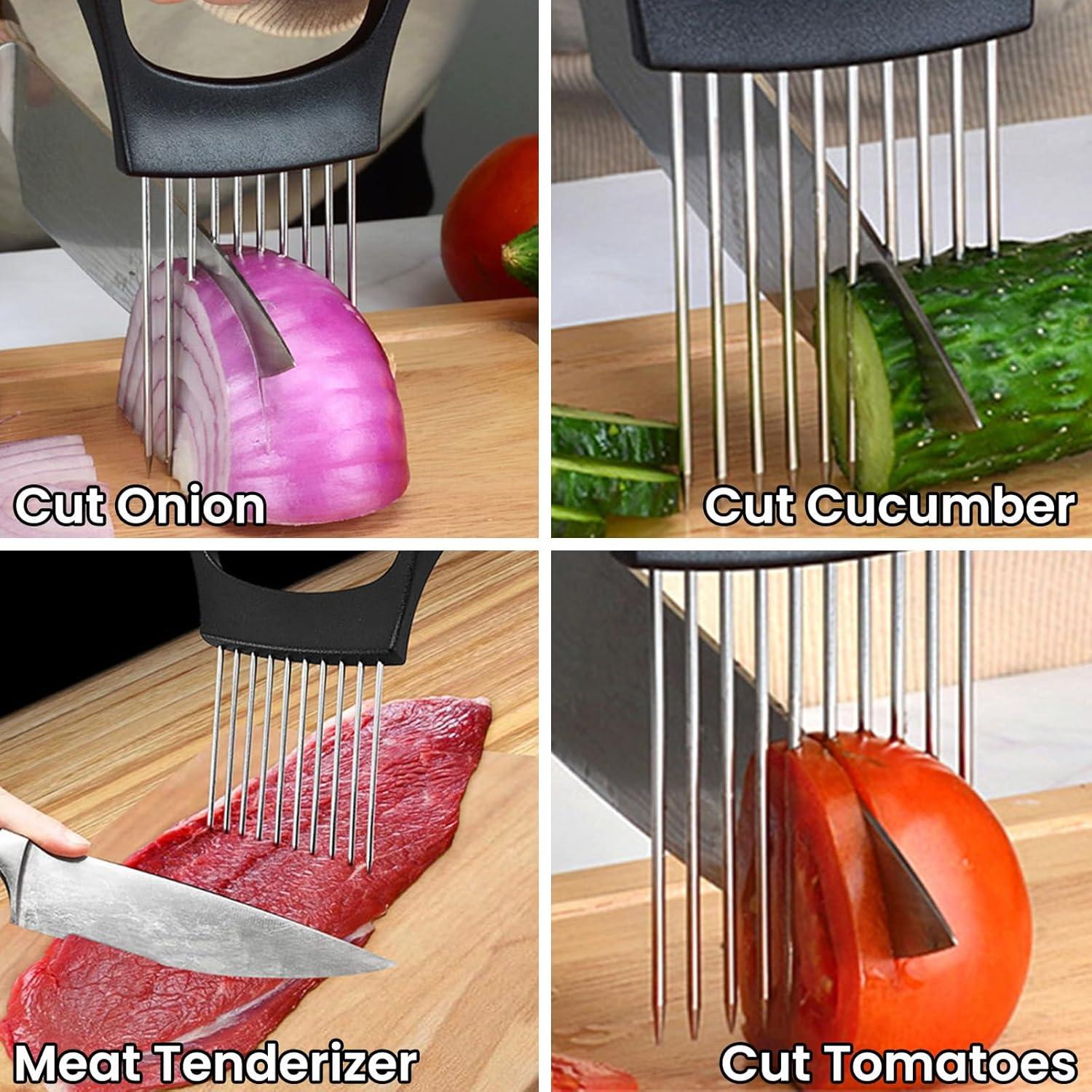 Soporte Cortador de Cebolla Ayigu, Acero Inoxidable, 10 Púas