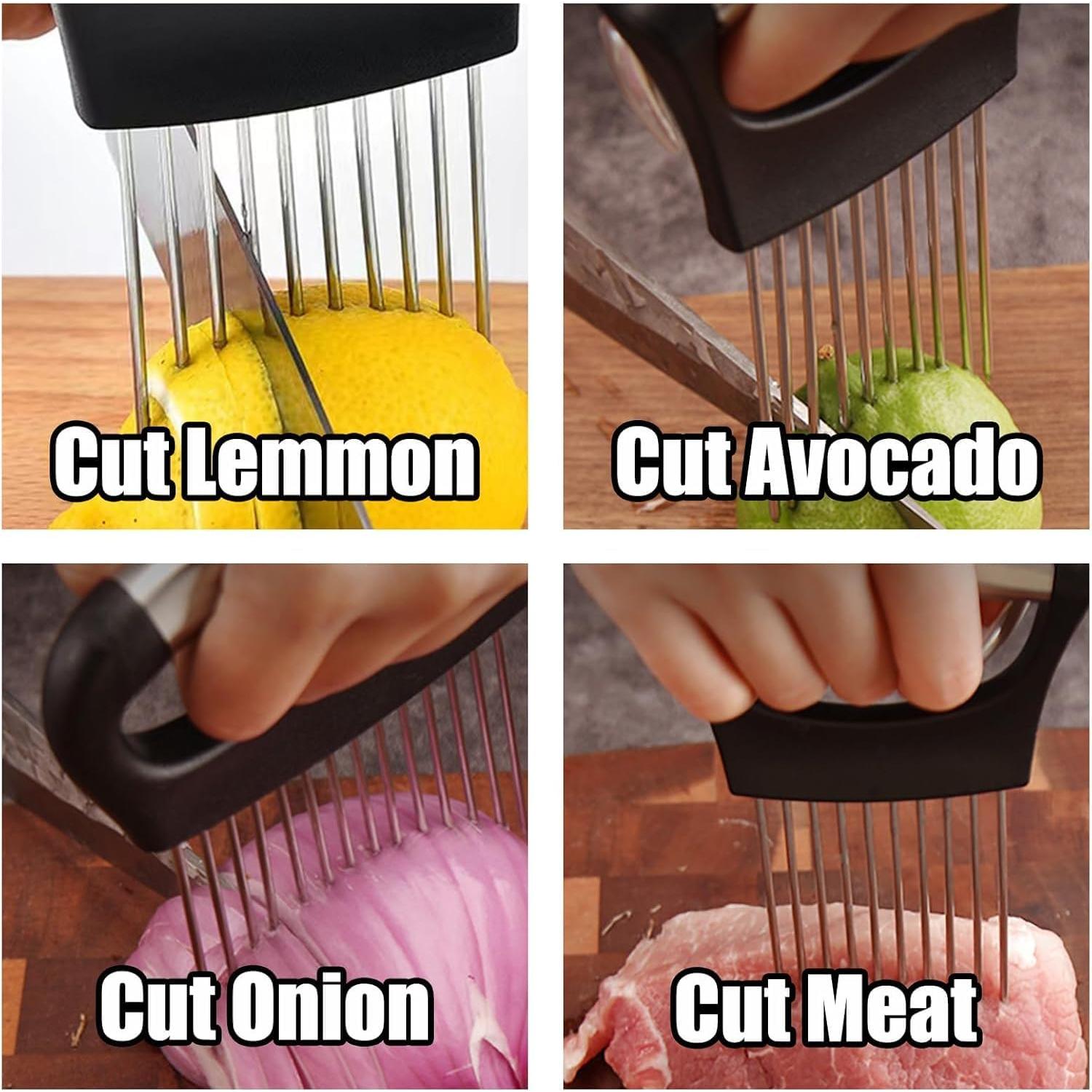 Soporte de Cebolla Acero Inoxidable Limveso con Protector de Dedos