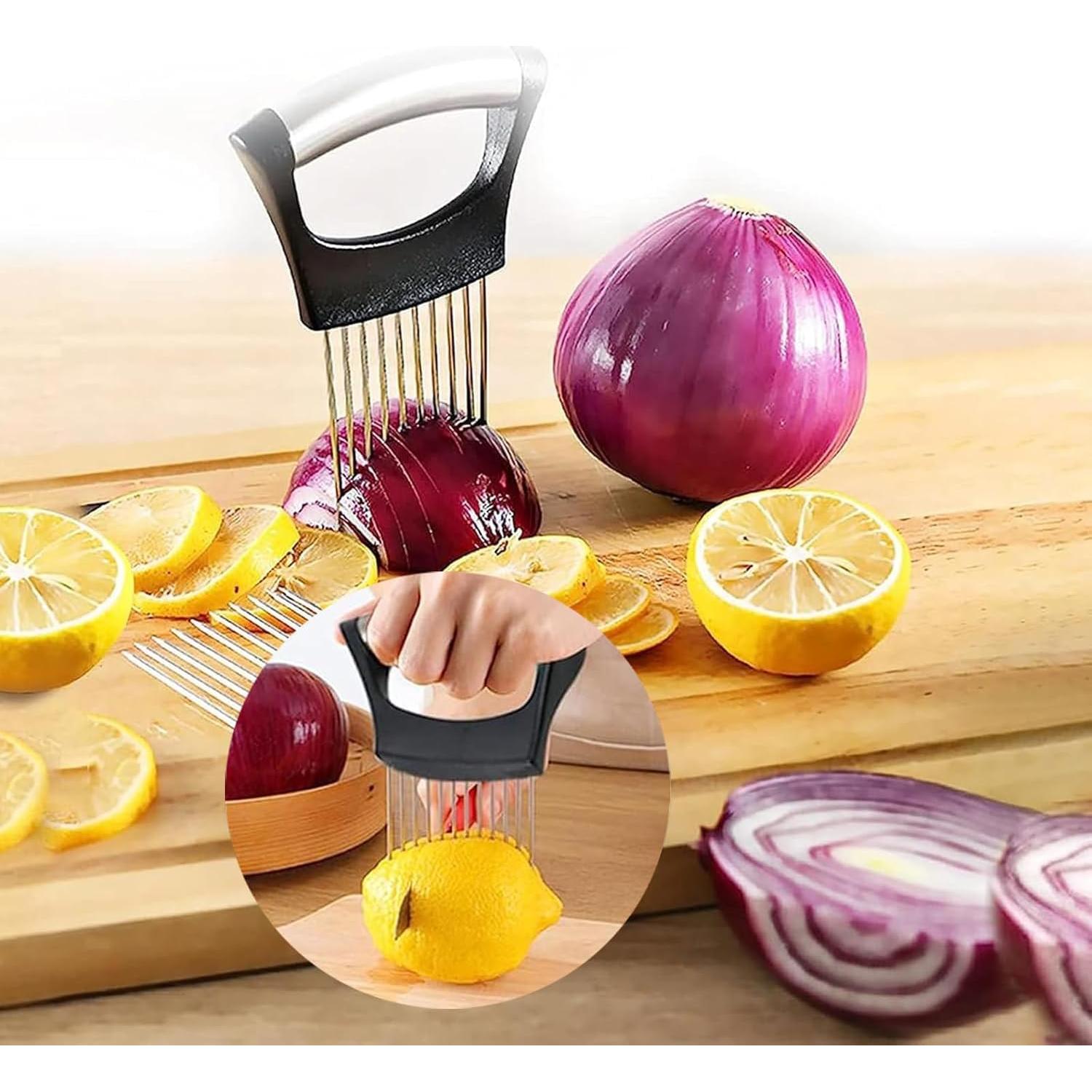 Soporte de Cebolla Acero Inoxidable Limveso con Protector de Dedos