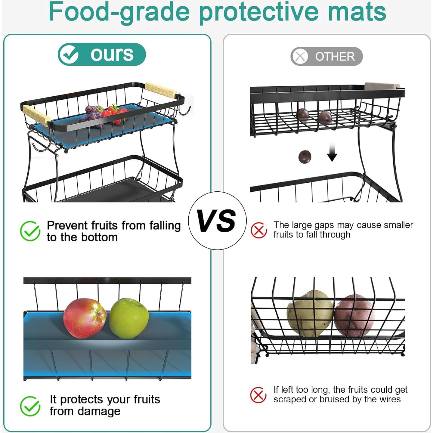 Cesta de Frutas 2 Niveles Sevenblue con Soportes para Plátanos