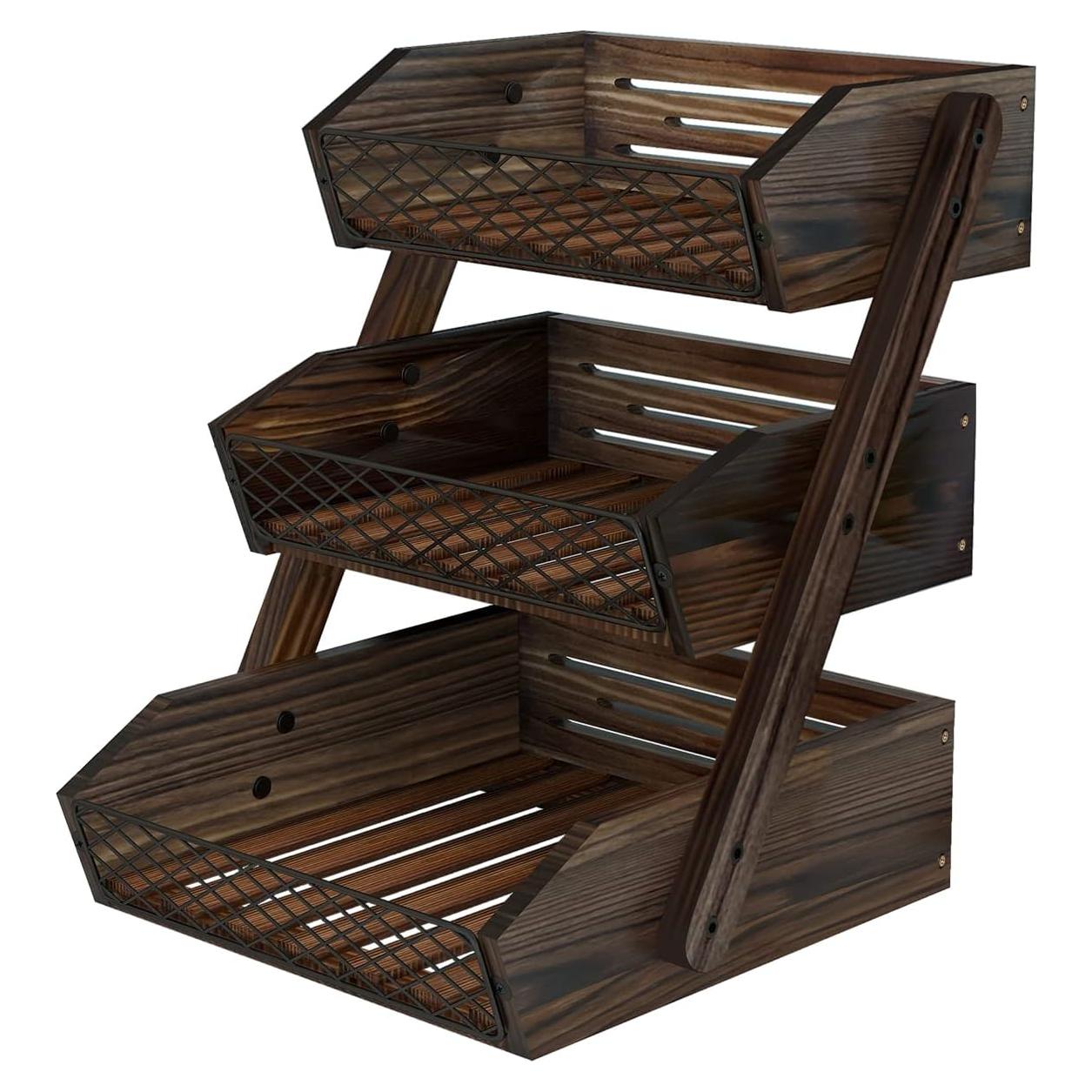 Cesta de Frutas Dorhors de 3 Niveles para Cocina Madera