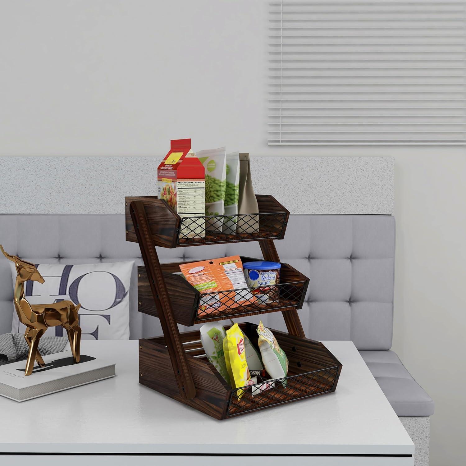 Cesta de Frutas Dorhors de 3 Niveles para Cocina Madera