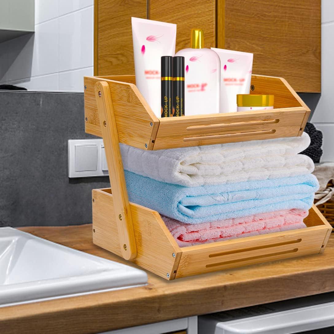 Cesta de Frutas de Bambú VIKEYHOME 2 Niveles 28 cm