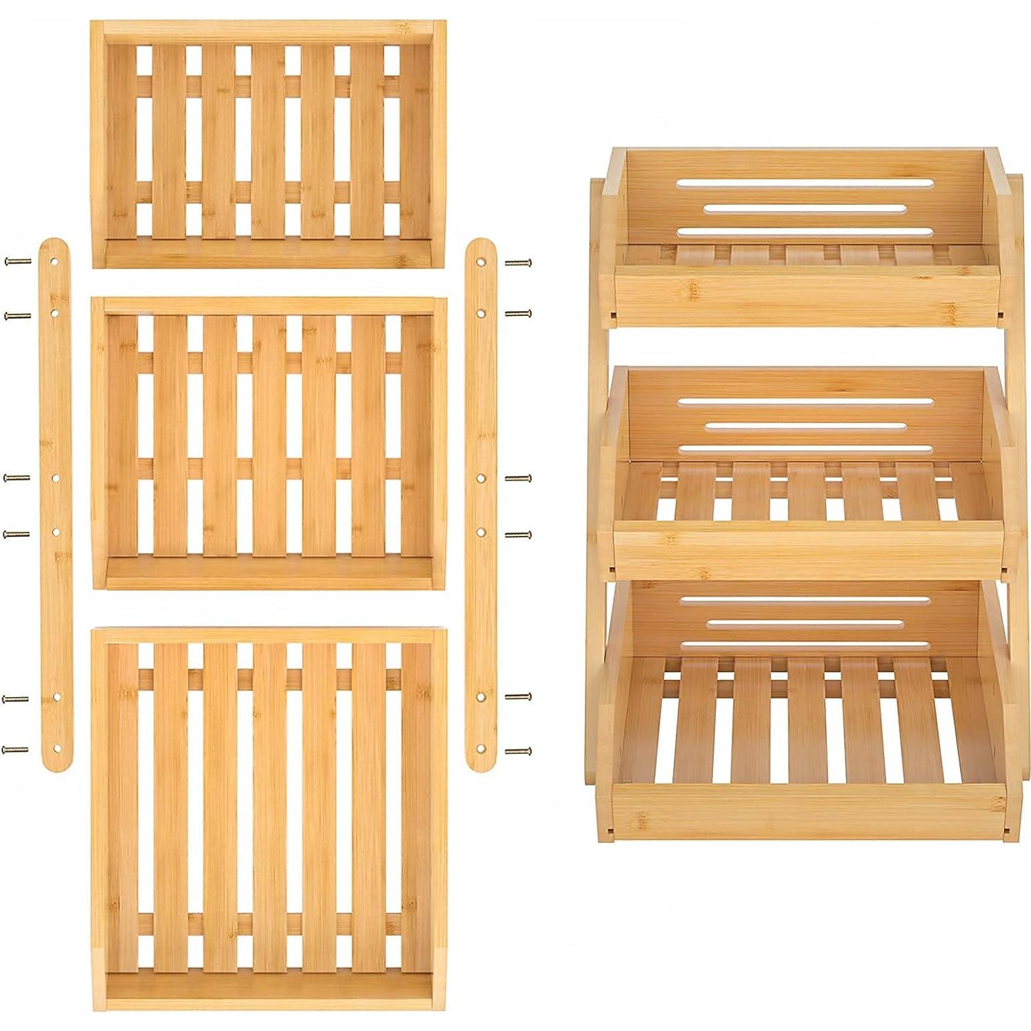 Soporte de Cesta de Frutas Merysen 3 Niveles Bambú 11.9x32.8x42.4cm