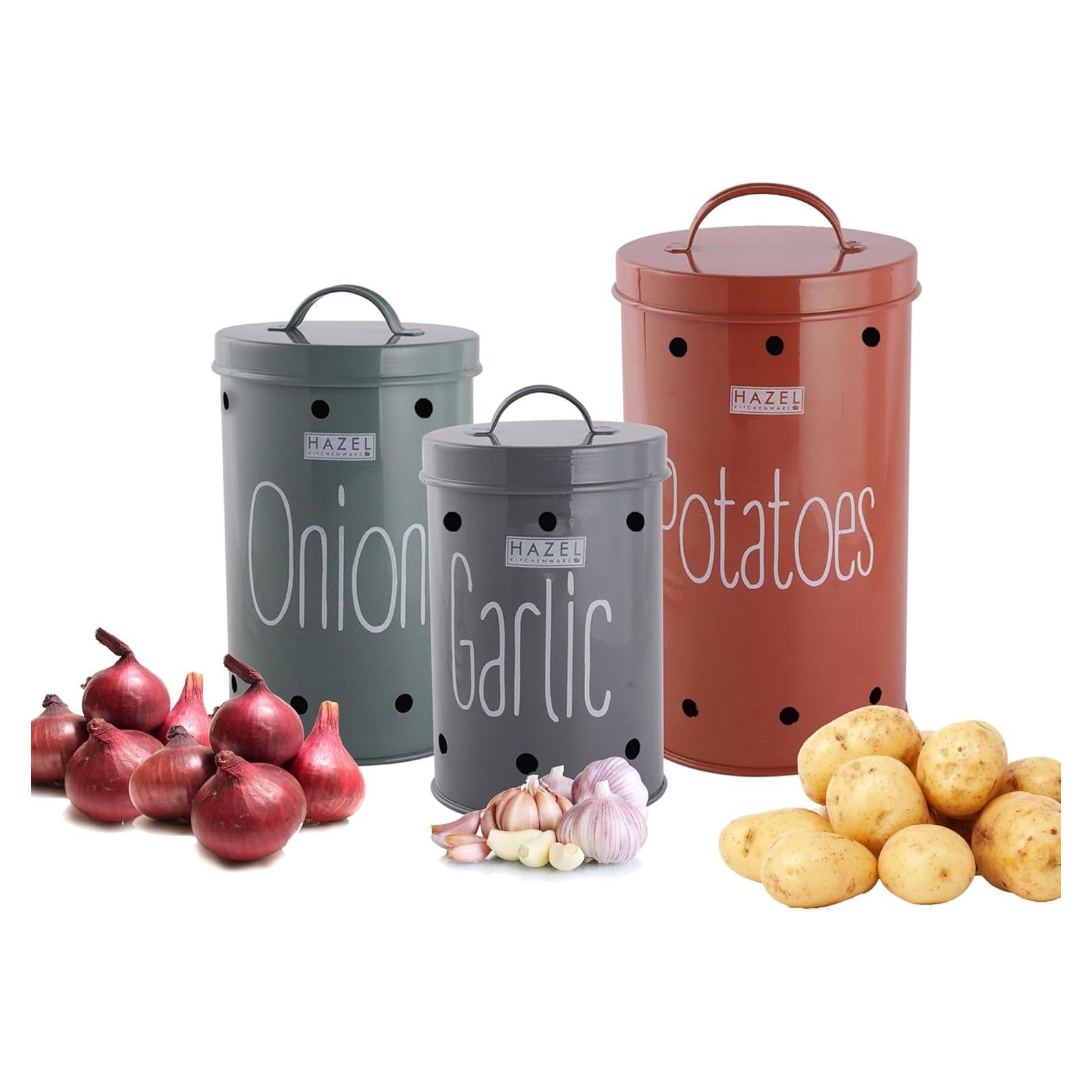 Juego de Tarros de Acero Inoxidable Hazel - 3 Piezas 2.27L a 4.54L