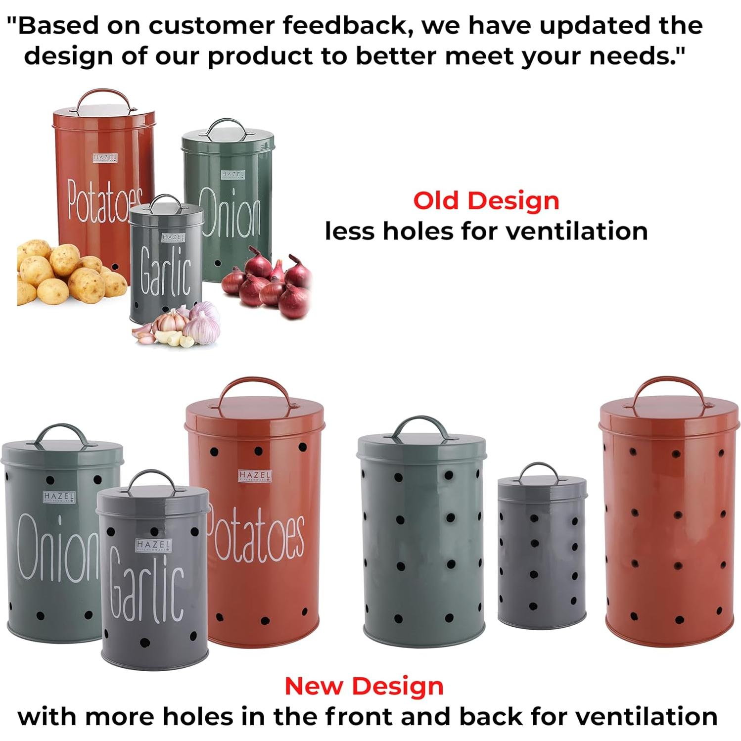 Juego de Tarros de Acero Inoxidable Hazel - 3 Piezas 2.27L a 4.54L