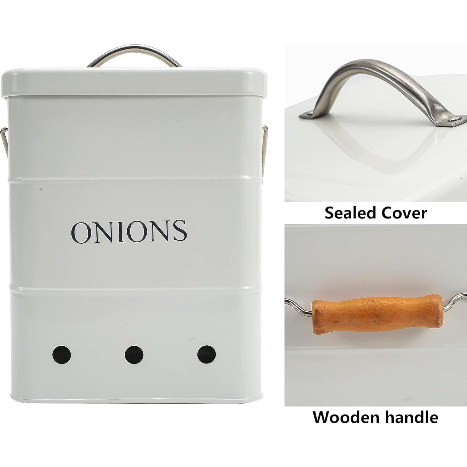 Contenedor de Cebollas Gdfjiy con Tapa Hermética 15x15x20 cm