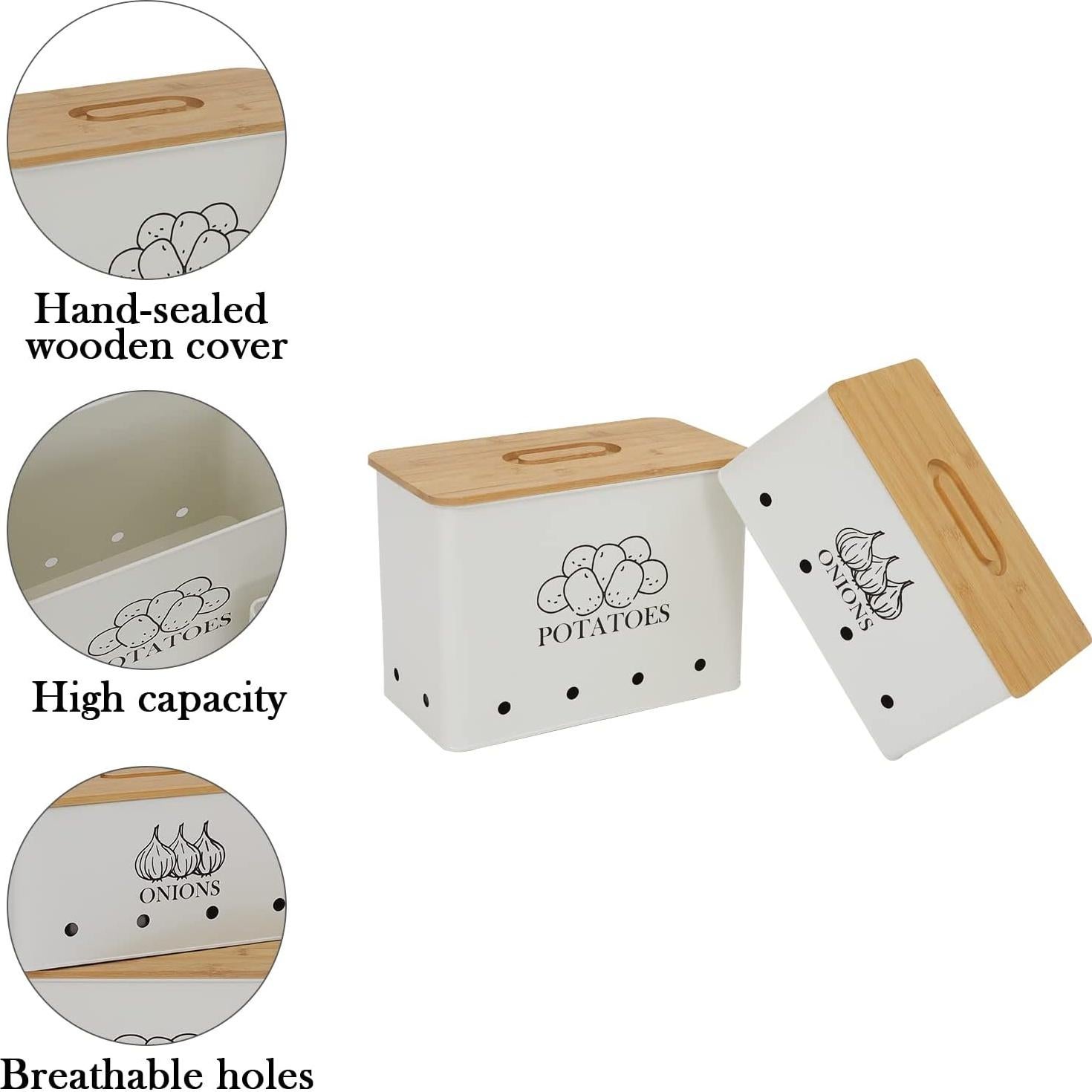 Juego de 2 Contenedores de Almacenamiento Gdfjiy para Cebolla y Papa - Blanco