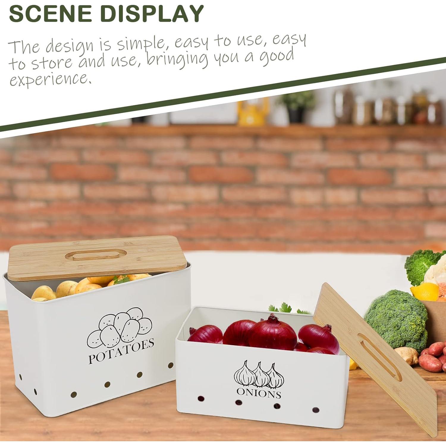 Juego de 2 Contenedores de Almacenamiento Gdfjiy para Cebolla y Papa - Blanco