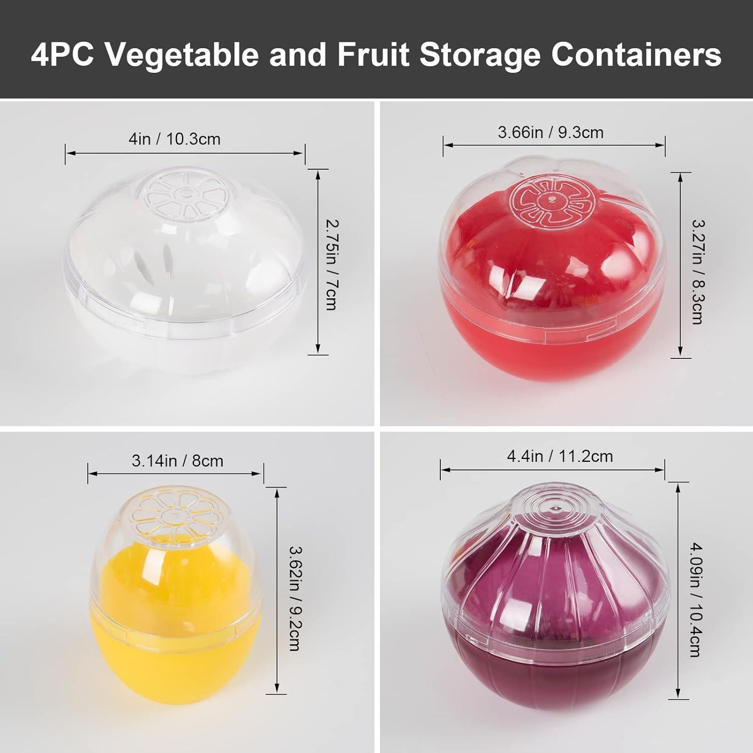 Contenedores de Almacenamiento de Frutas y Verduras Lxmxgk - 4 Piezas Sin BPA