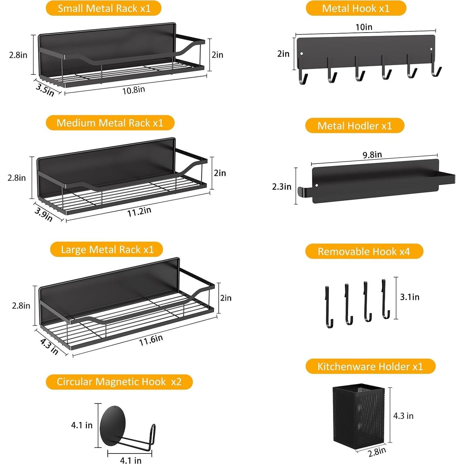 Estantes Magnéticos Bwesdero 8PCS Organizador Sin Taladro 5kg