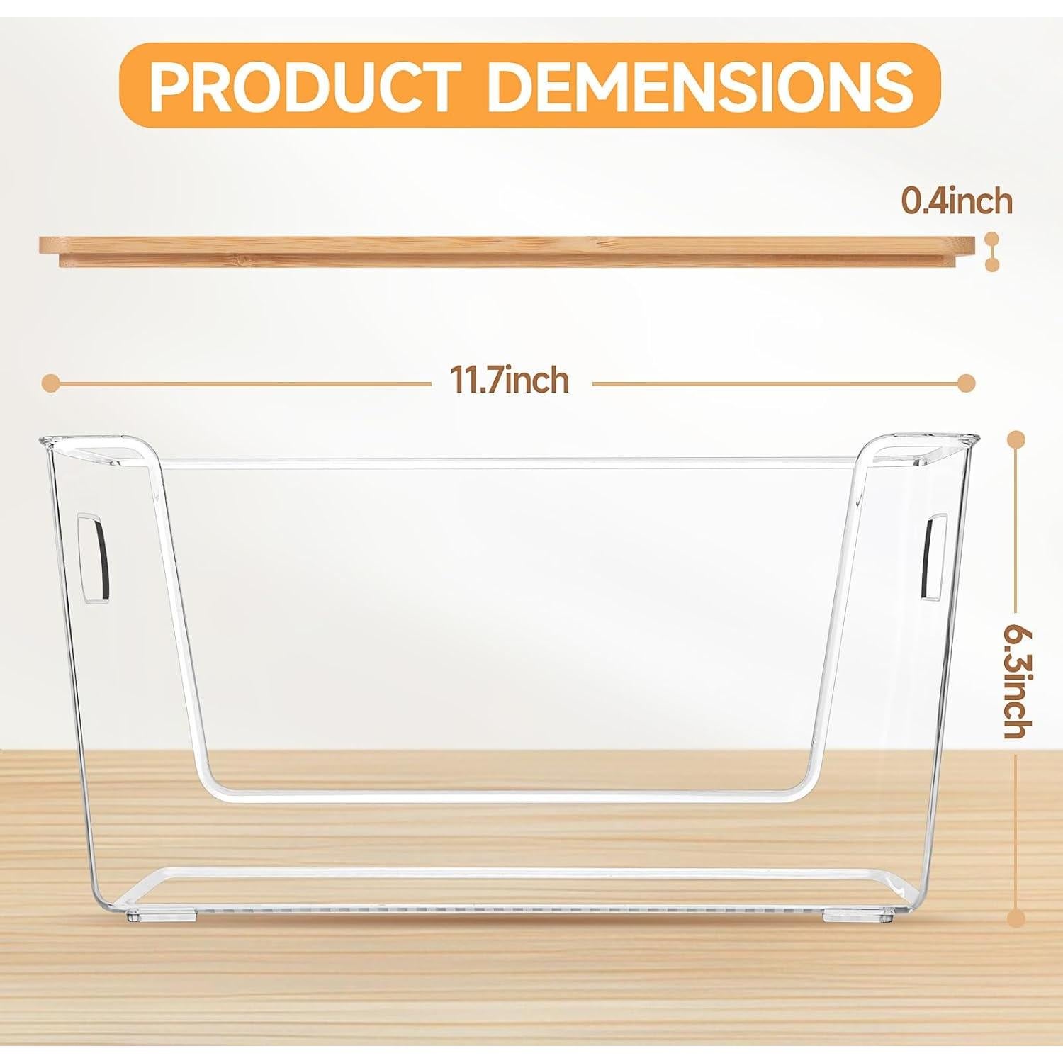 Organizador de Despensa Aurblozen 4 Piezas Apilable con Tapa de Bambú