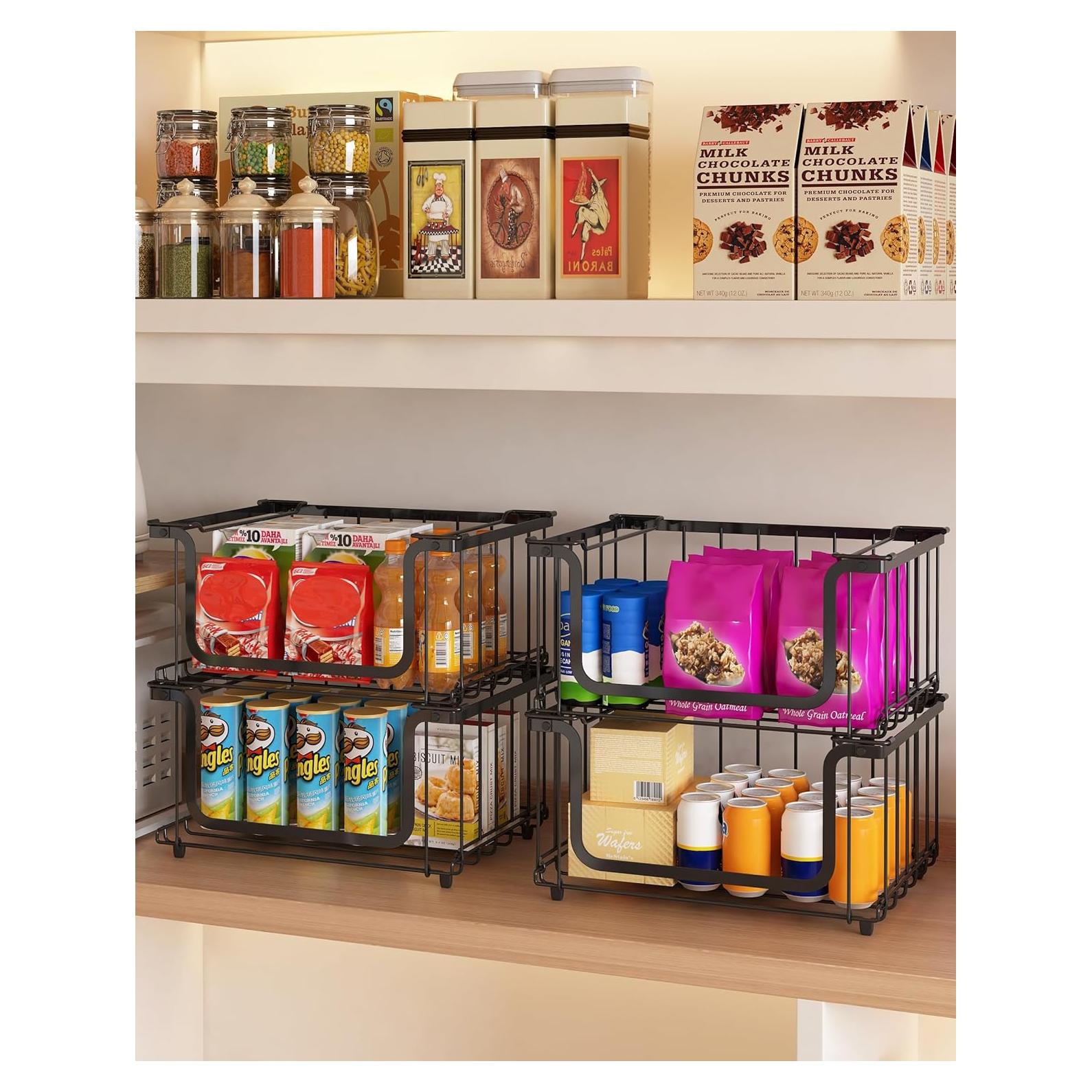 Cestas de Alambre Apilables UMDONX 4 Piezas para Almacenamiento