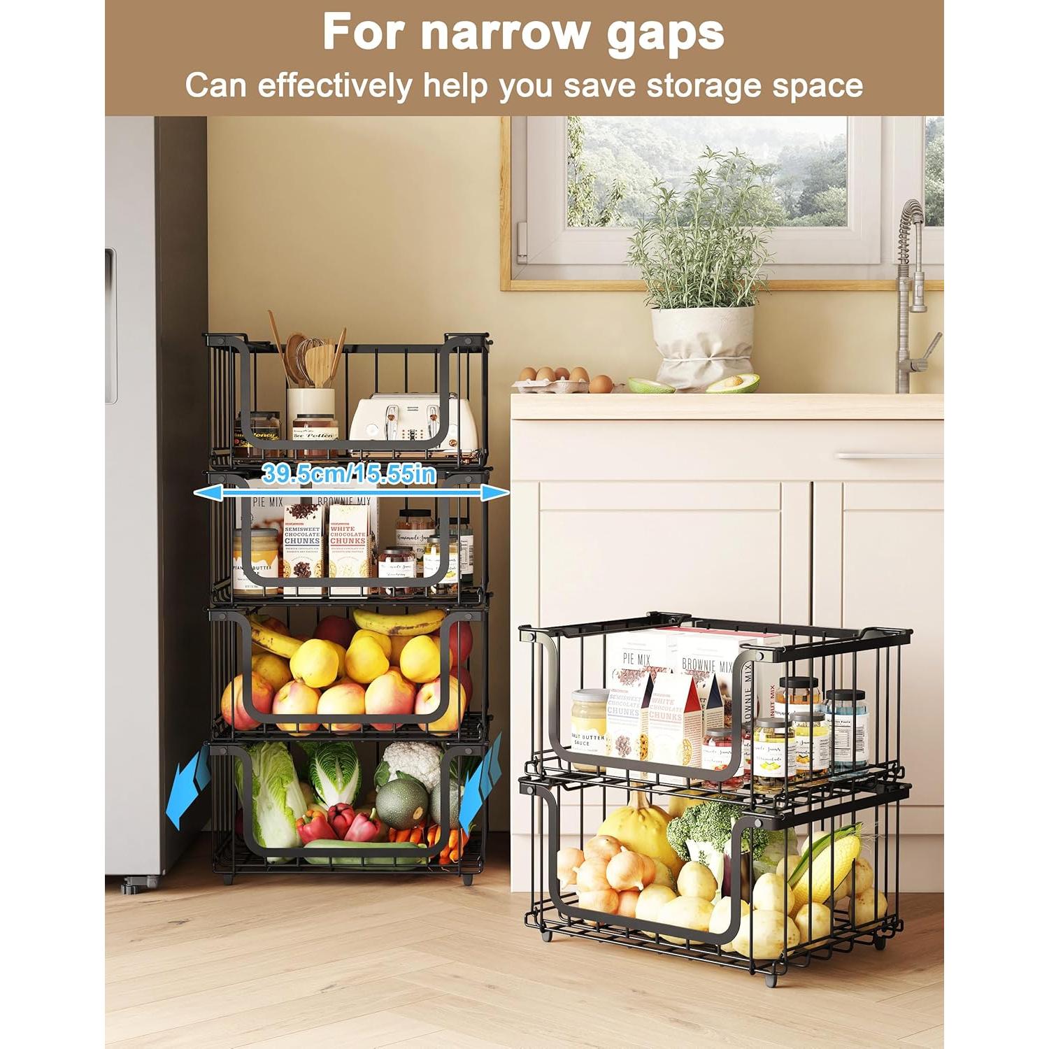 Cestas de Alambre Apilables UMDONX 4 Piezas para Almacenamiento