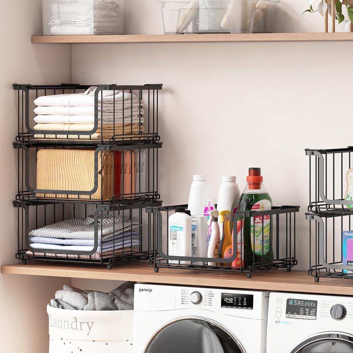 Cestas de Alambre Apilables UMDONX 4 Piezas para Almacenamiento