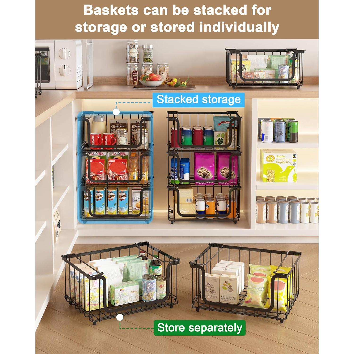 Cestas de Alambre Apilables UMDONX 4 Piezas para Almacenamiento