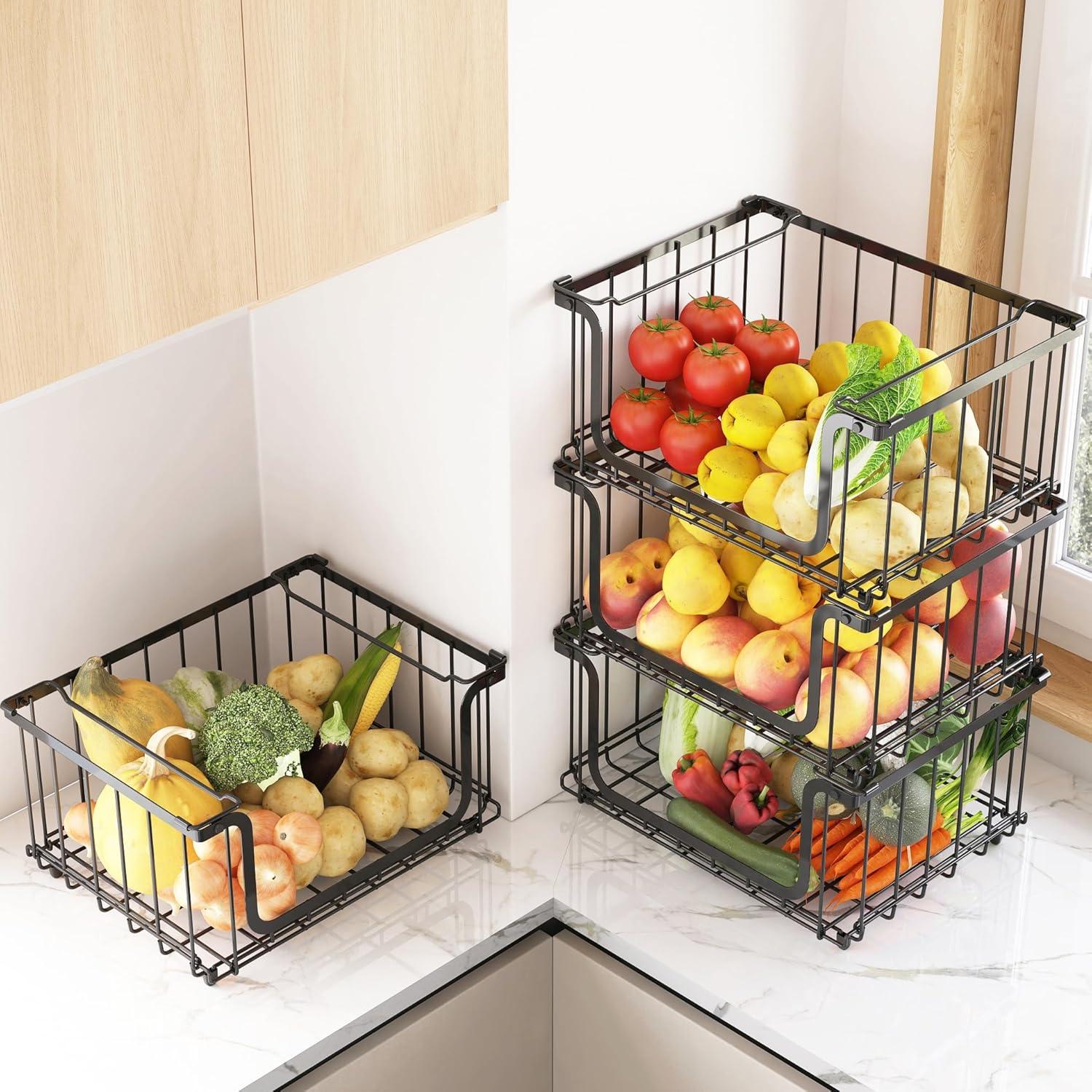 Cestas de Alambre Apilables UMDONX 4 Piezas para Almacenamiento