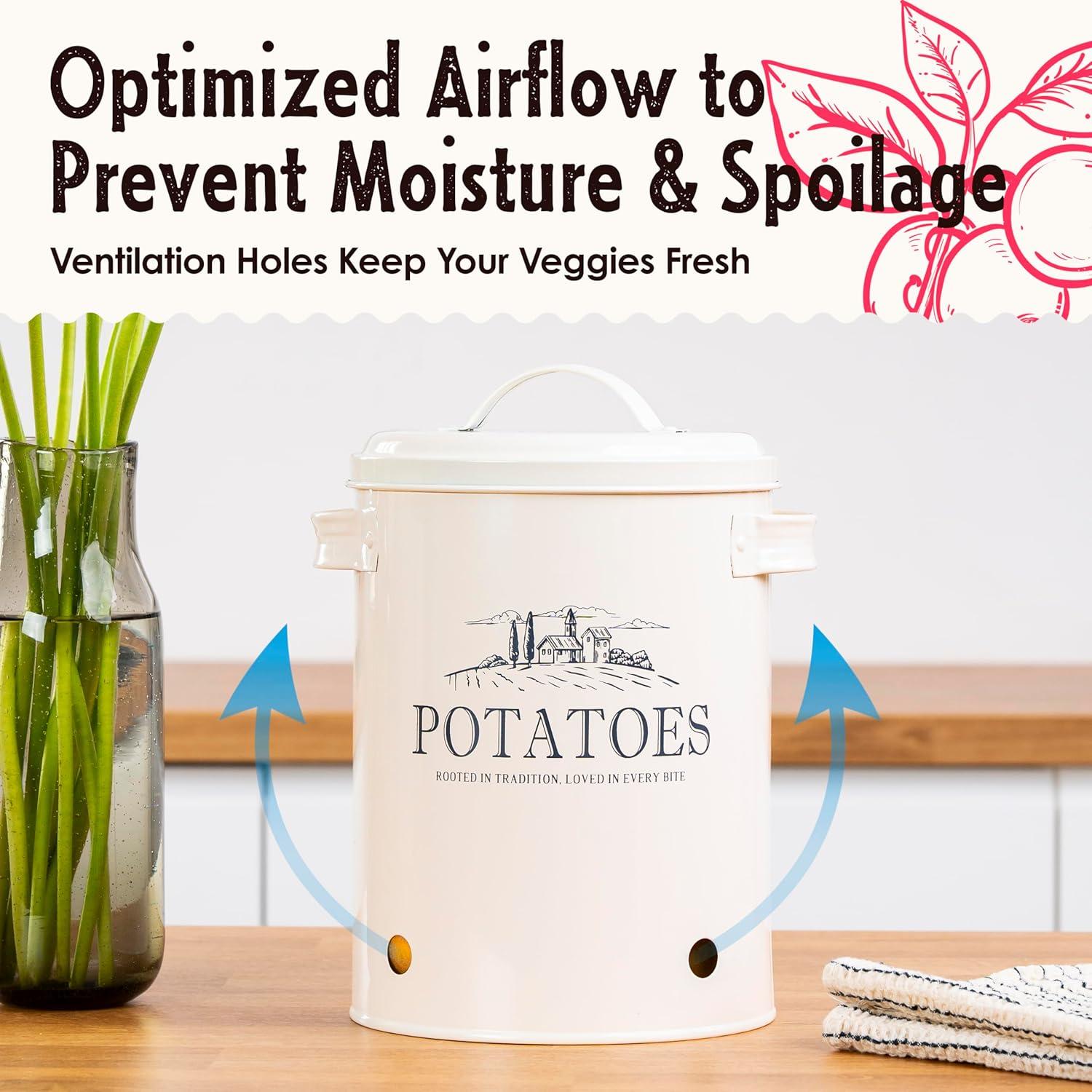 Juego de 3 Contenedores de Almacenamiento Metal para Papas, Cebollas y Ajo