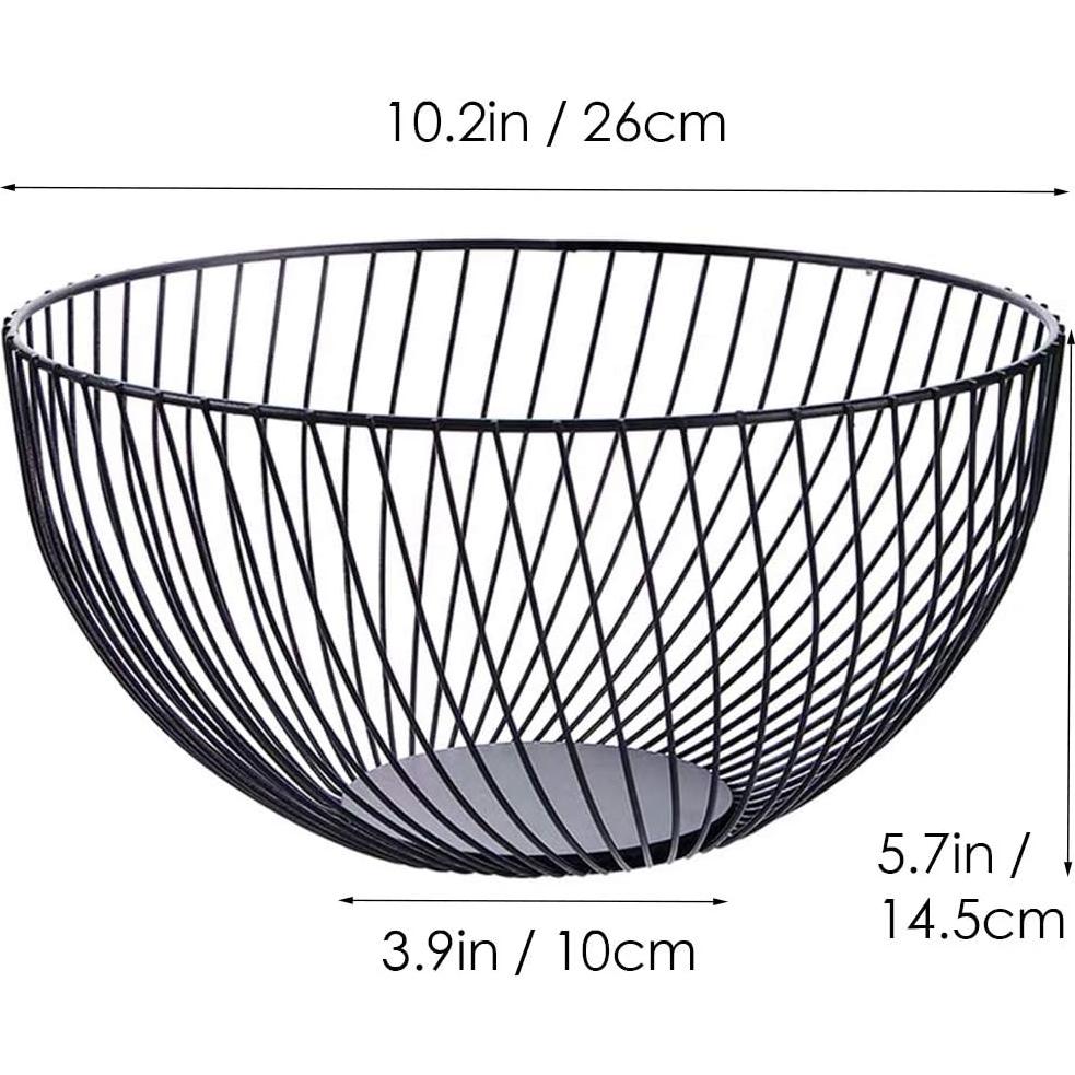 Cesta de Frutas Negra 7UYUU 26 cm Redonda Moderna para Cocina