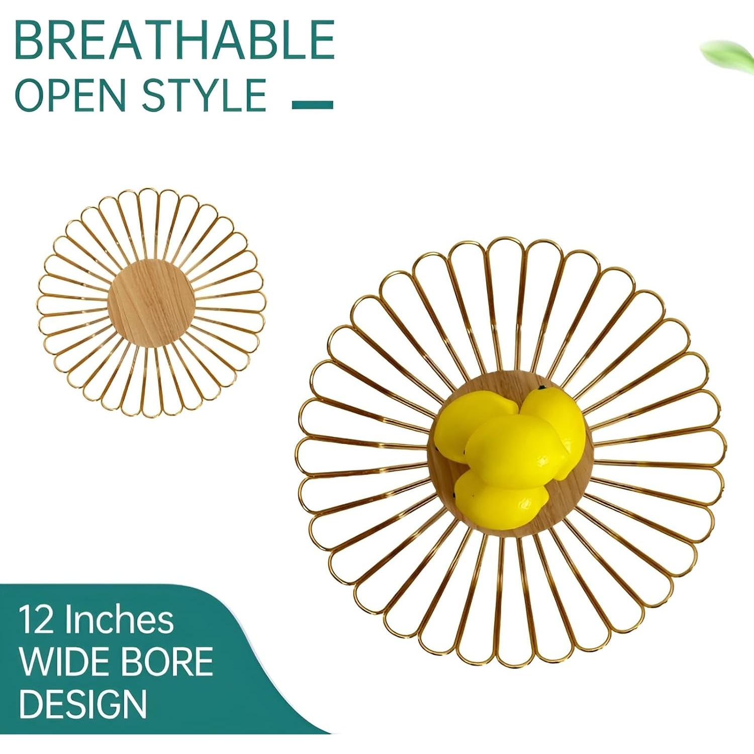 Cesta de Frutas Dorada 7UYUU 30.5 cm Alambre Metal Soporte