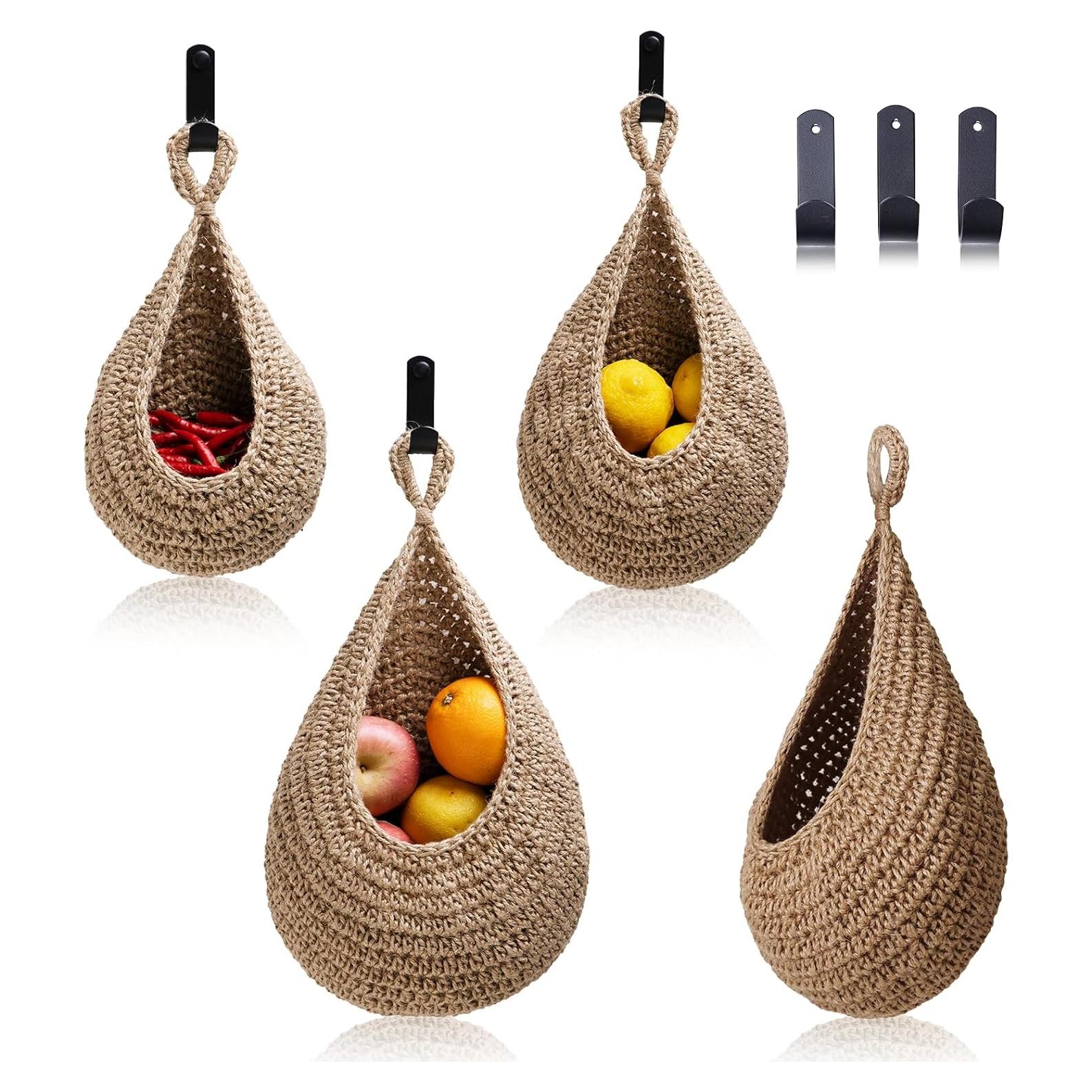 Juego de 3 Cestas Colgantes de Yute MKO SHUN para Frutas