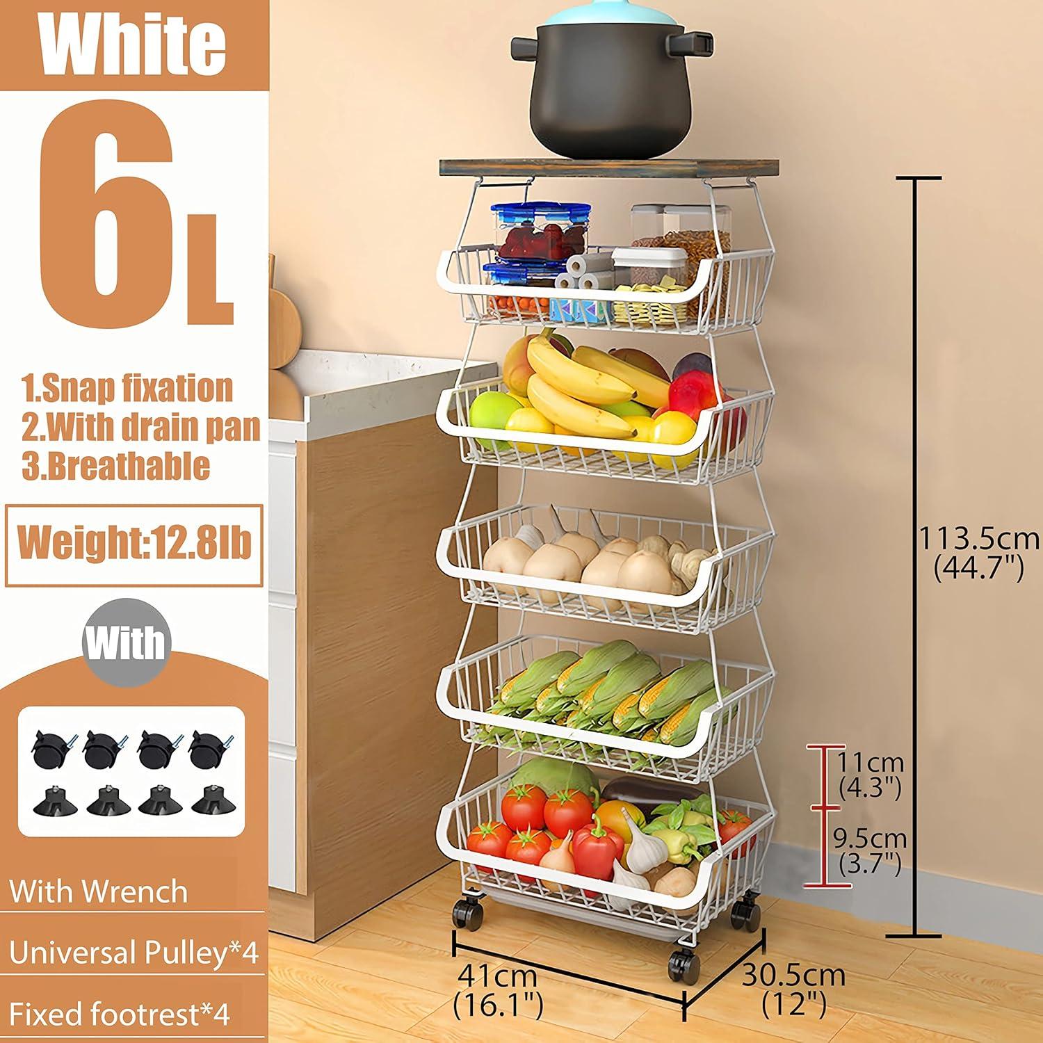 Cesta de Almacenamiento MURRI&MURRDI 6 Niveles con Tapa de Madera