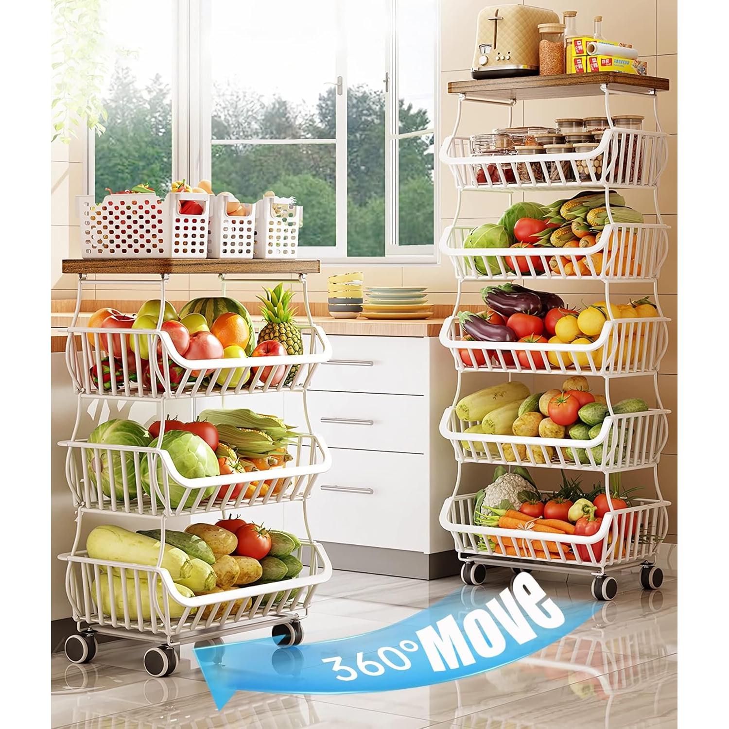 Cesta de Almacenamiento MURRI&MURRDI 6 Niveles con Tapa de Madera