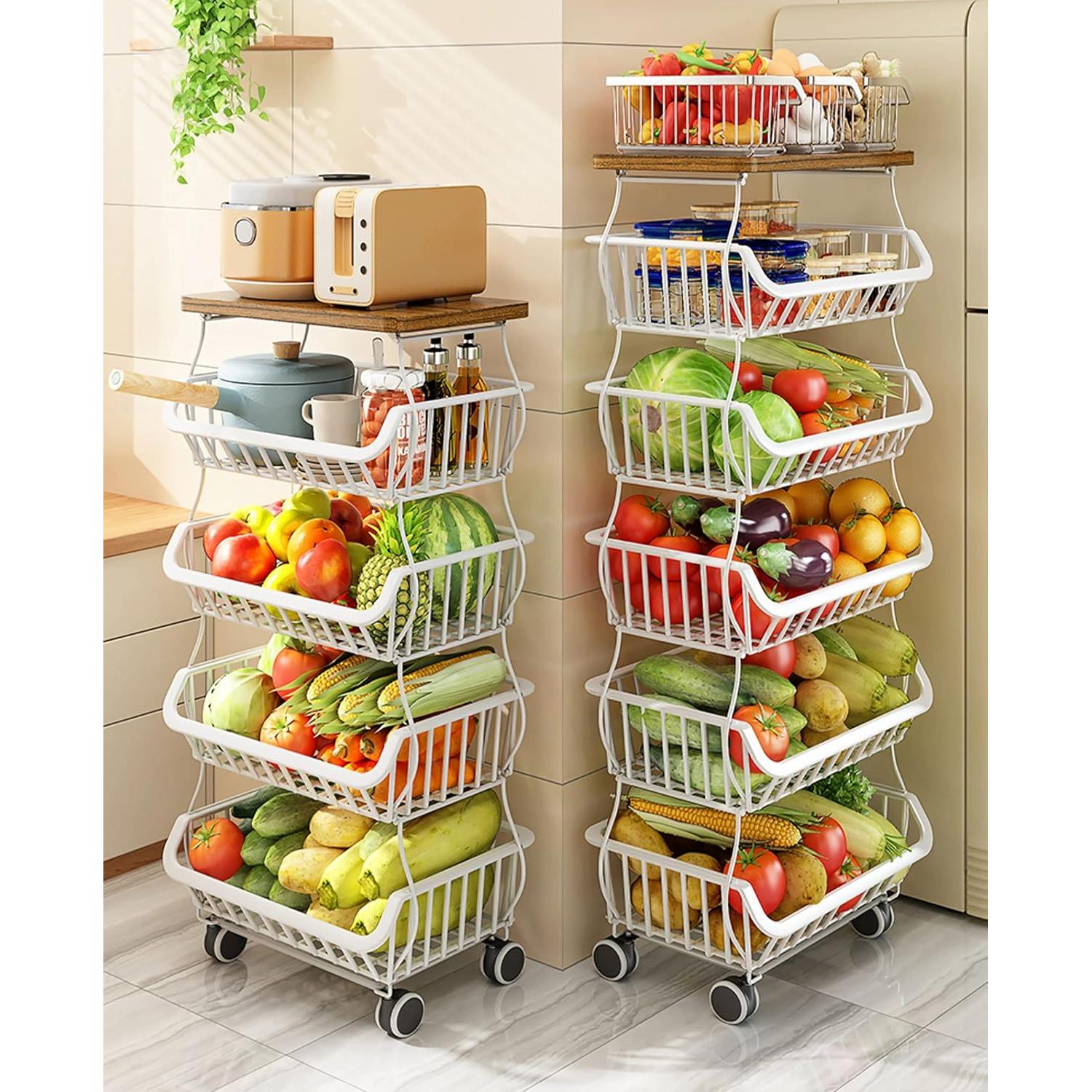 Cesta de Almacenamiento MURRI&MURRDI 6 Niveles con Tapa de Madera