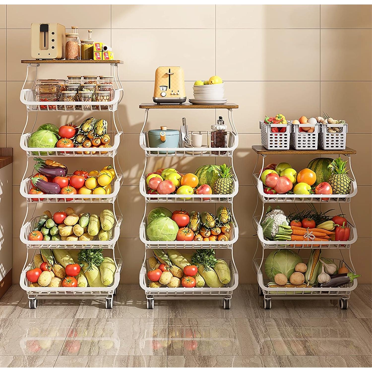 Cesta de Almacenamiento MURRI&MURRDI 6 Niveles con Tapa de Madera