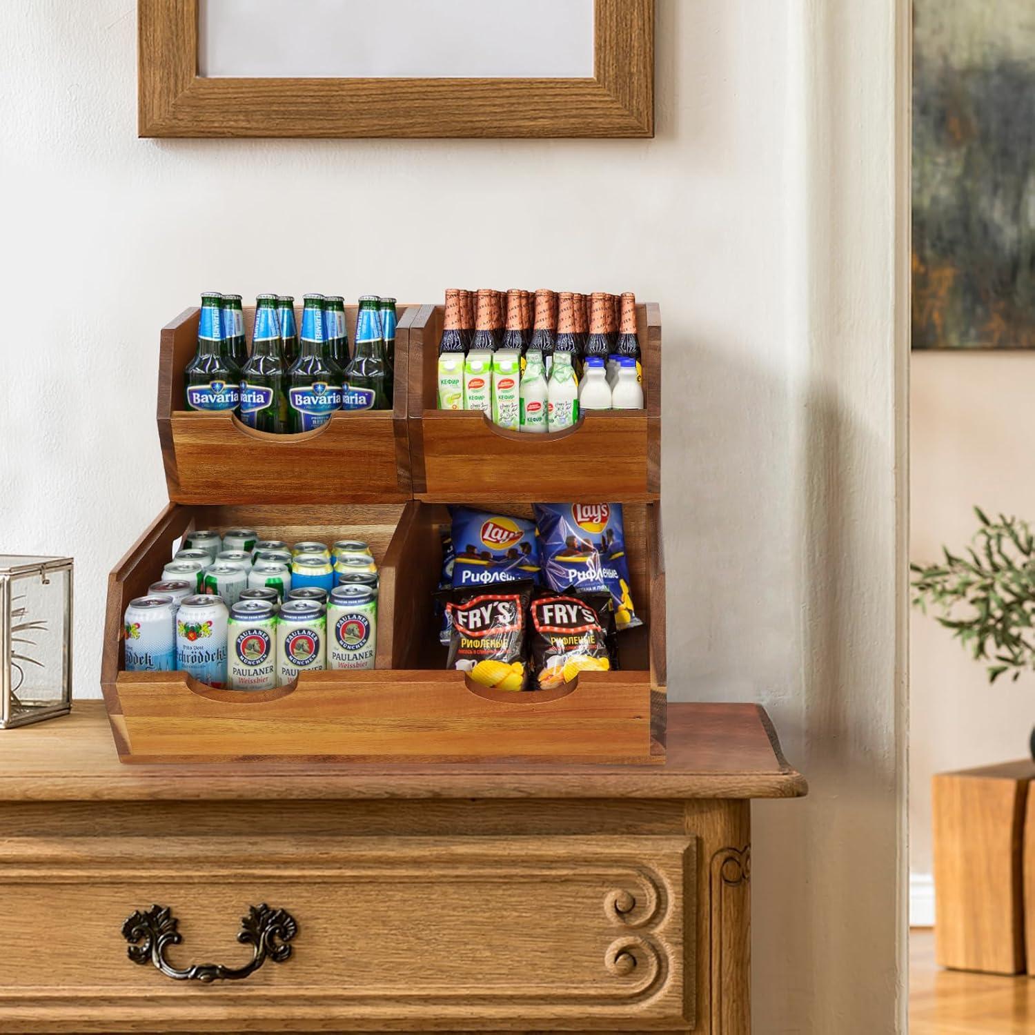 Cajas de Almacenamiento de Madera de Acacia EULXSUD 3 en 1