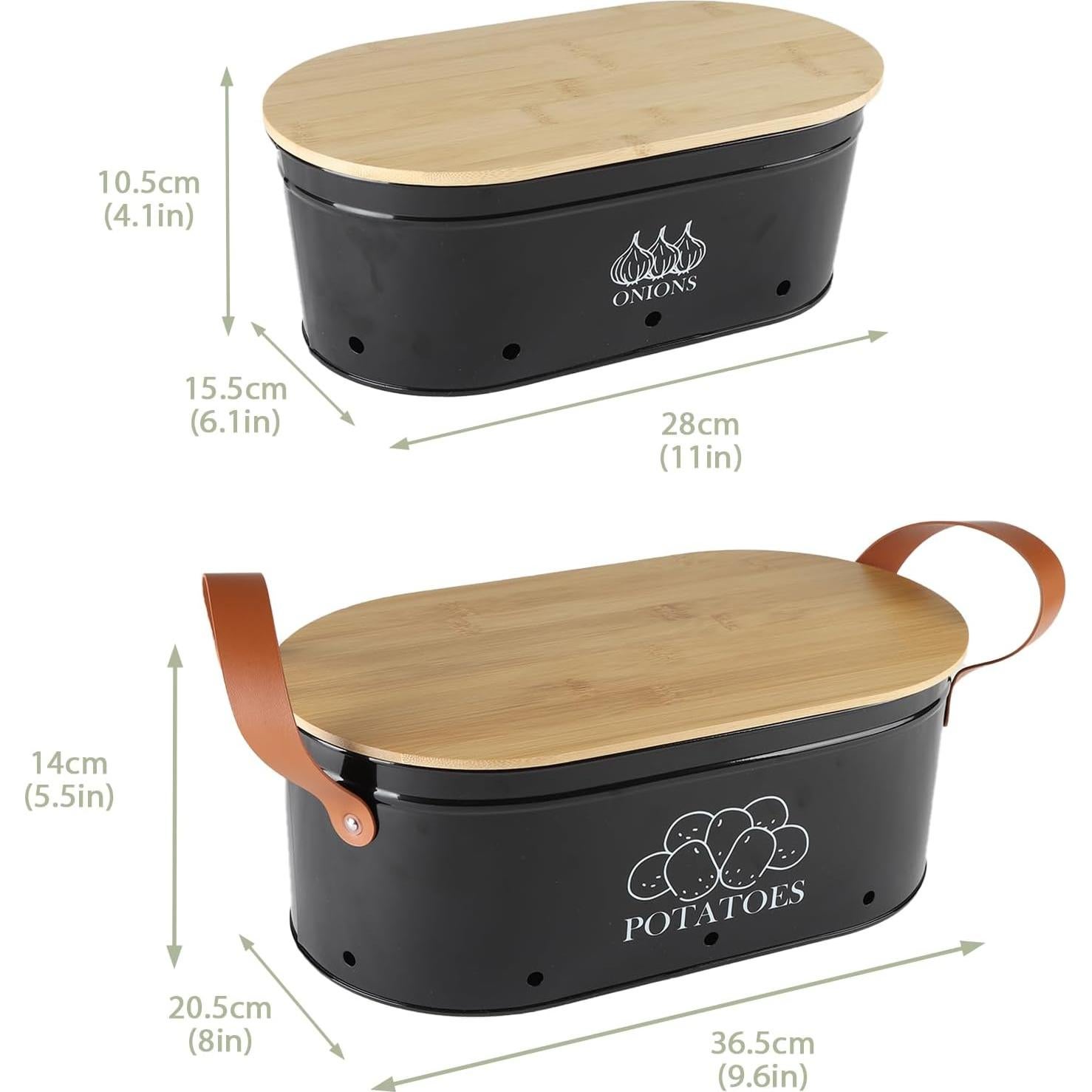 Contenedor de Almacenamiento de Papas y Cebollas Xbopetda - Metal Negro