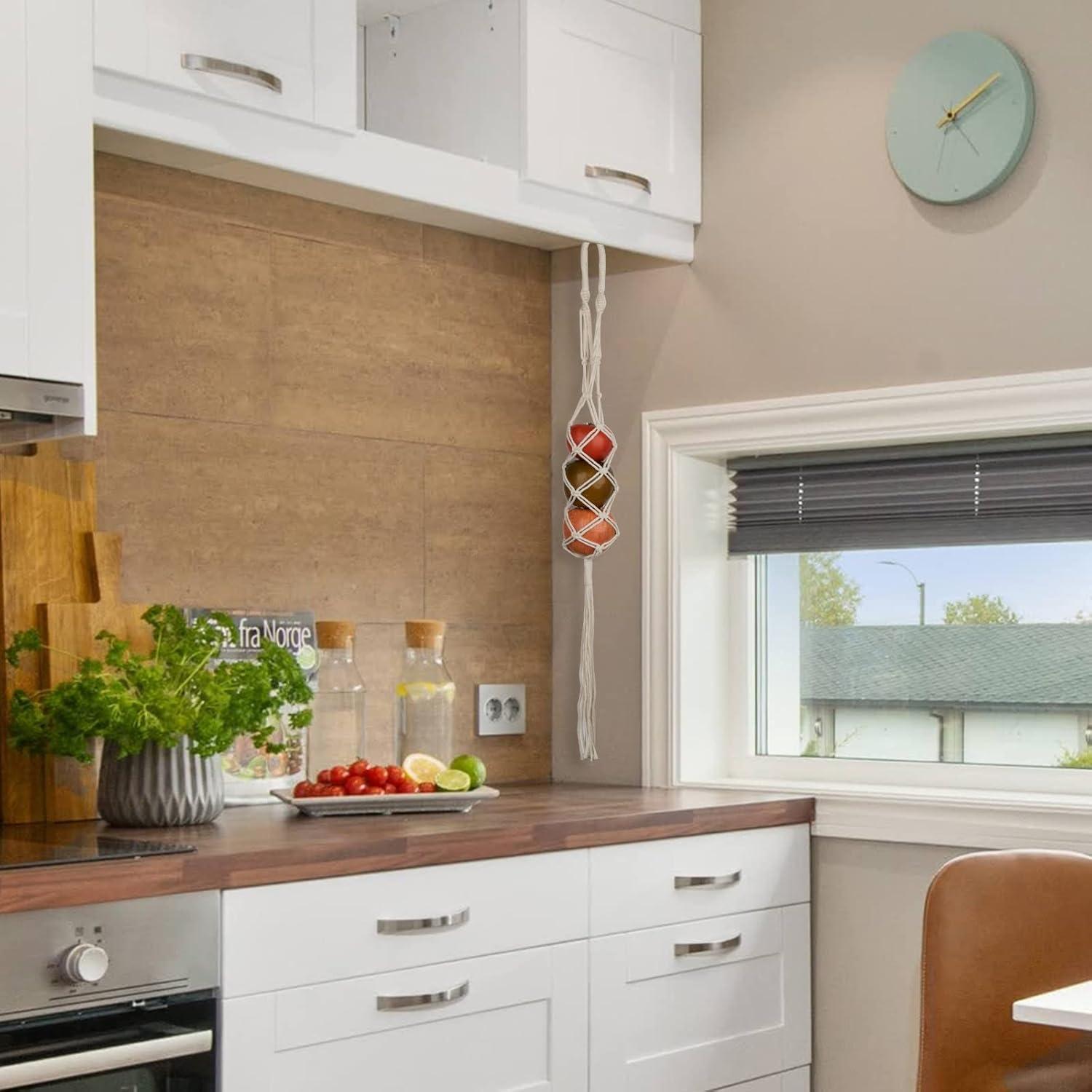 Canasta de Frutas Colgante Beautyflier 2 Piezas Algodón Blanco