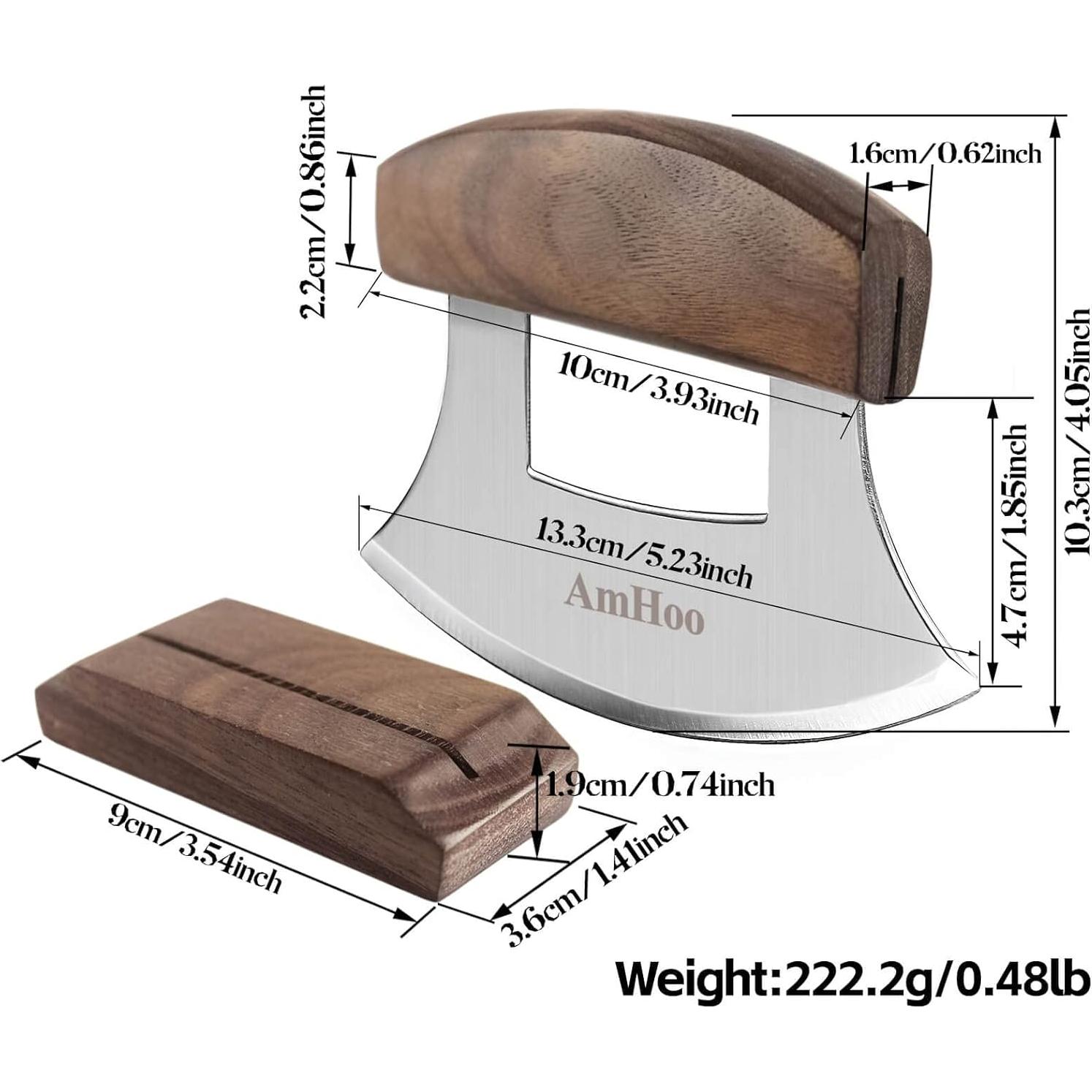 Cortador de Pizza AmHoo Ulu Mango Madera Nogal Acero Inoxidable