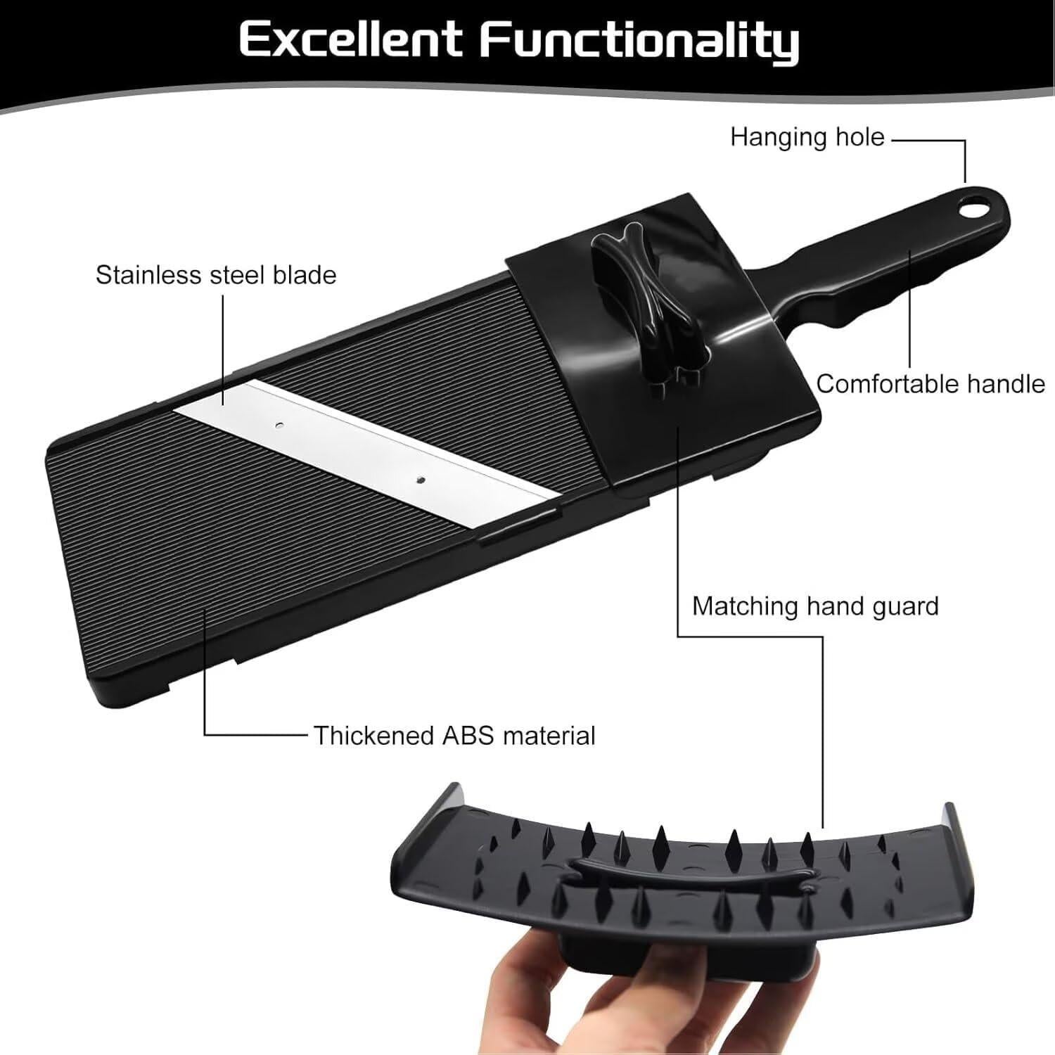 Cortador Mandolina de Mano Lahosh - Acero Inoxidable, Negro