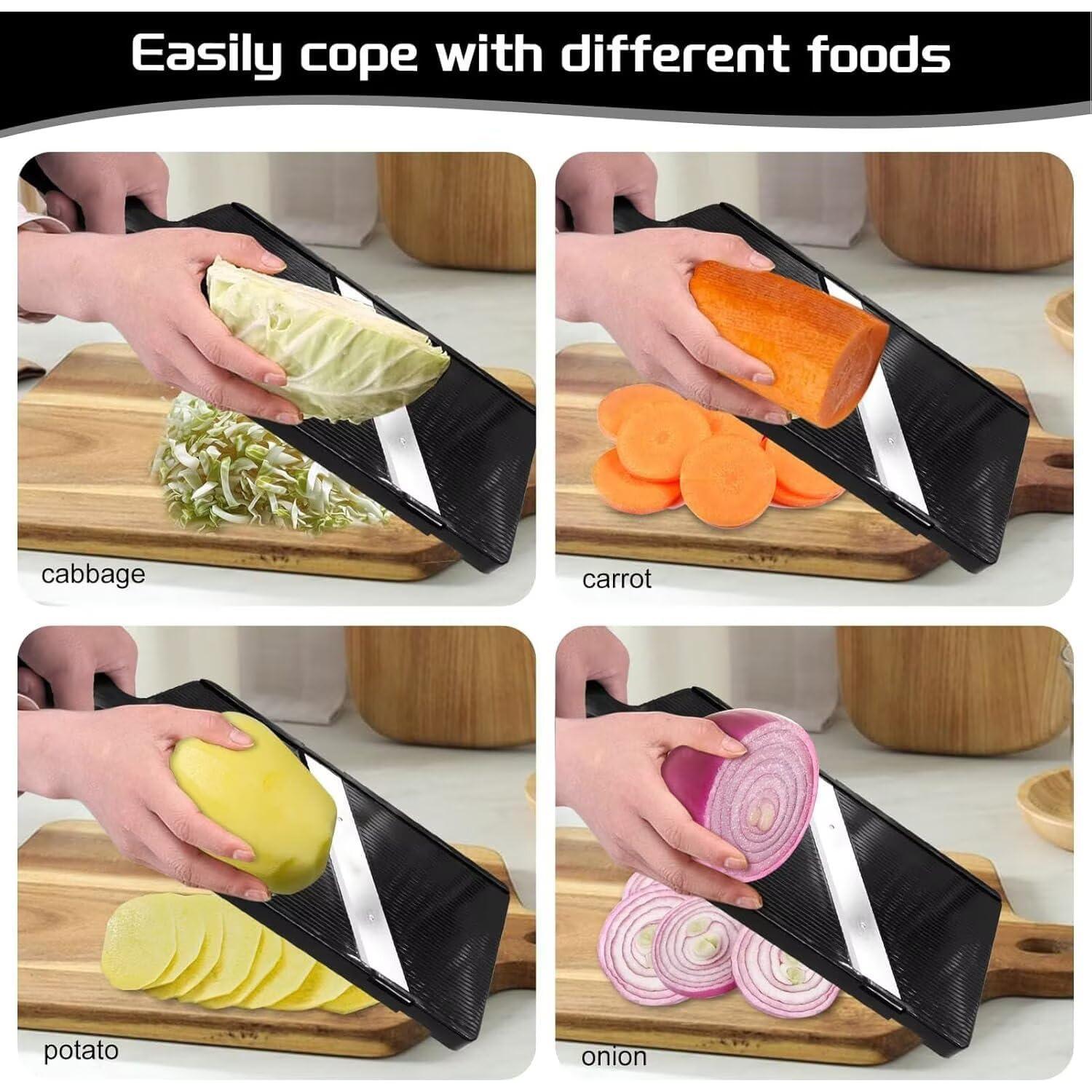 Cortador Mandolina de Mano Lahosh - Acero Inoxidable, Negro