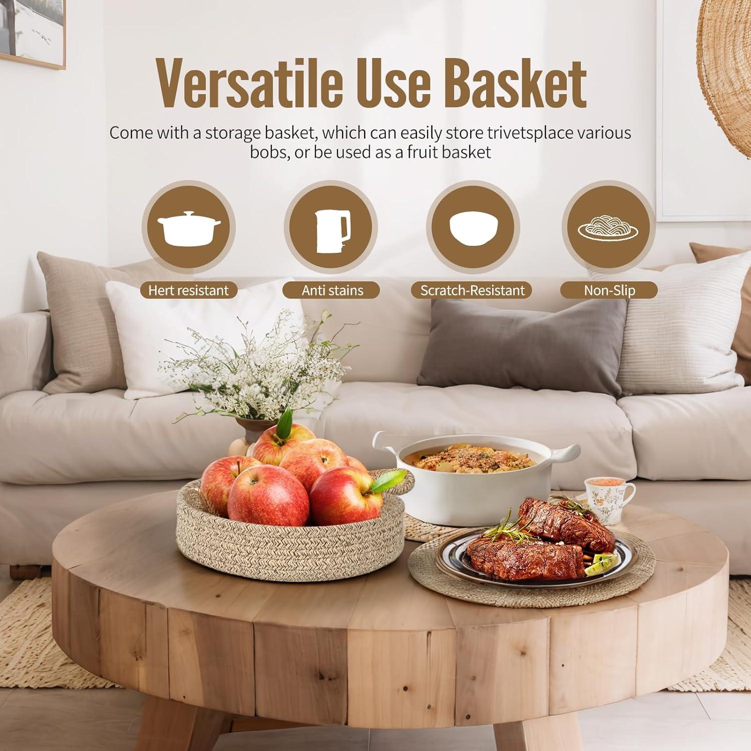 Trivetes de Algodón GICDSX 20.32 cm 6 Piezas con Canasta