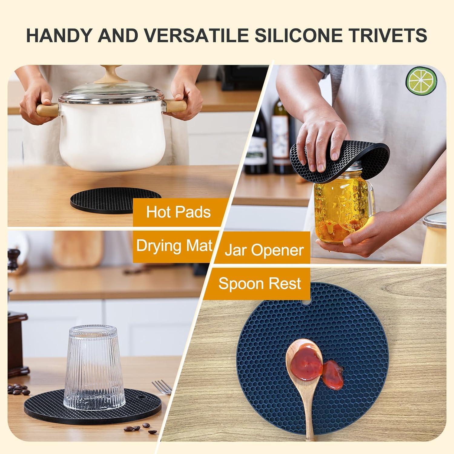 Juego de 4 Trivets de Silicona Yunlihua Antideslizantes Negros