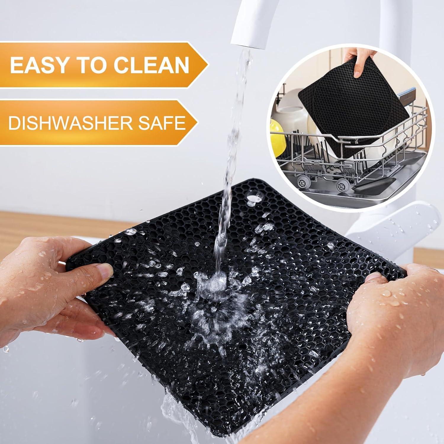 Juego de 4 Trivets de Silicona Yunlihua Antideslizantes Negros