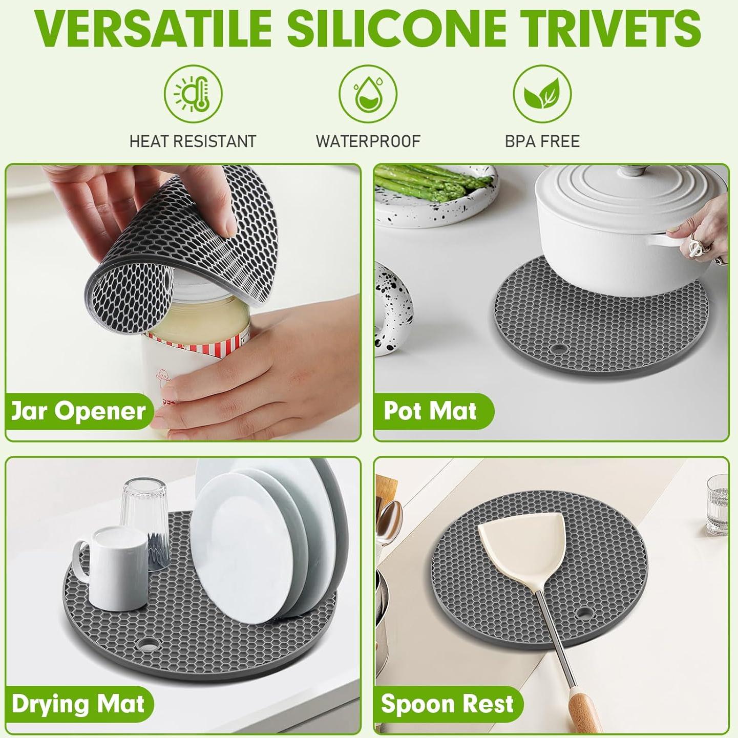 4 Trivets de Silicona Grado Alimenticio Bihijua Antideslizantes