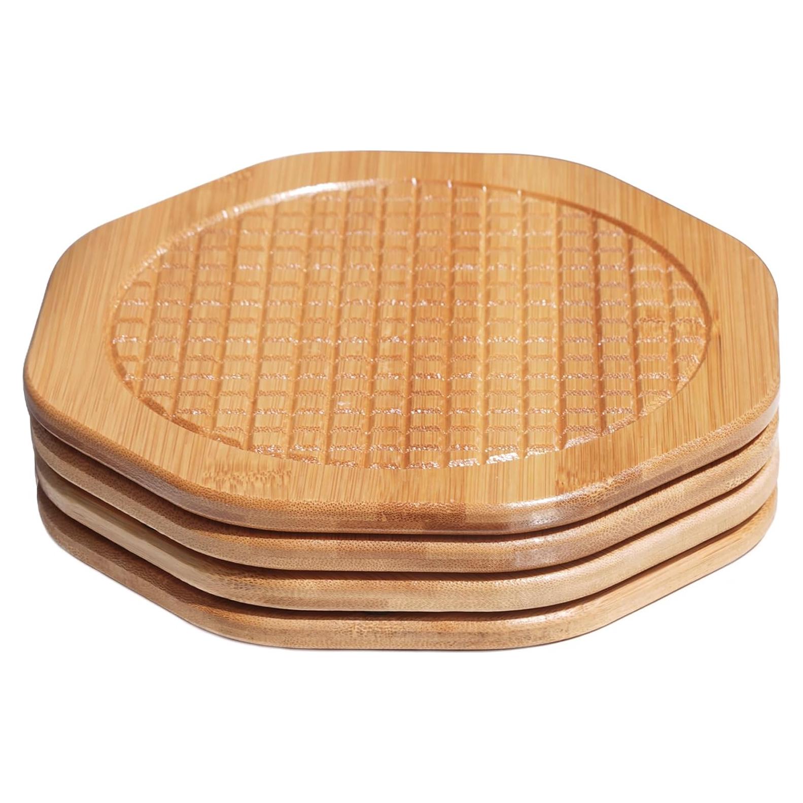 Trivetes de Bambú KITLAB 19 cm Antideslizante 4 Pcs