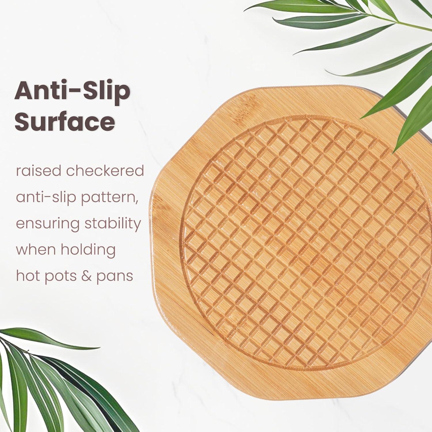 Trivetes de Bambú KITLAB 19 cm Antideslizante 4 Pcs