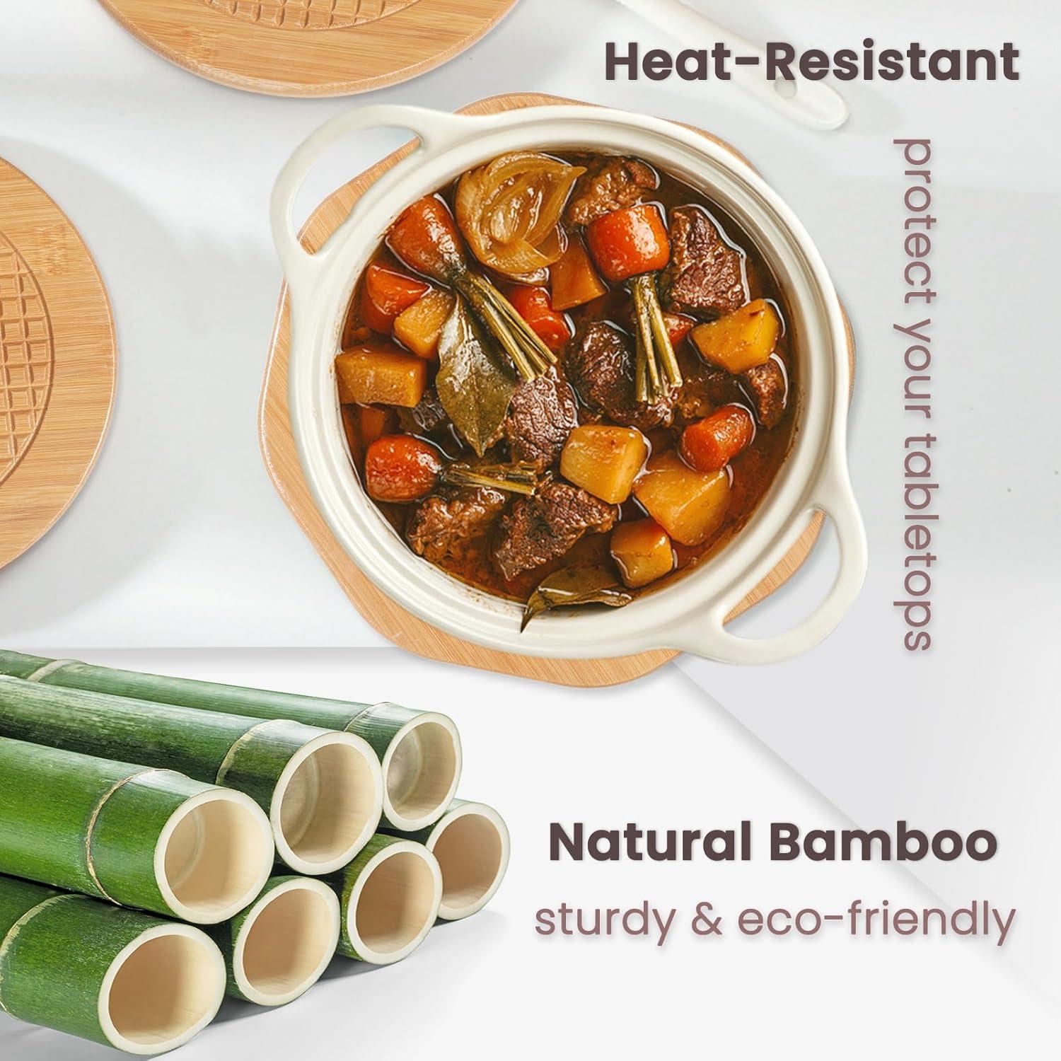 Trivetes de Bambú KITLAB 19 cm Antideslizante 4 Pcs