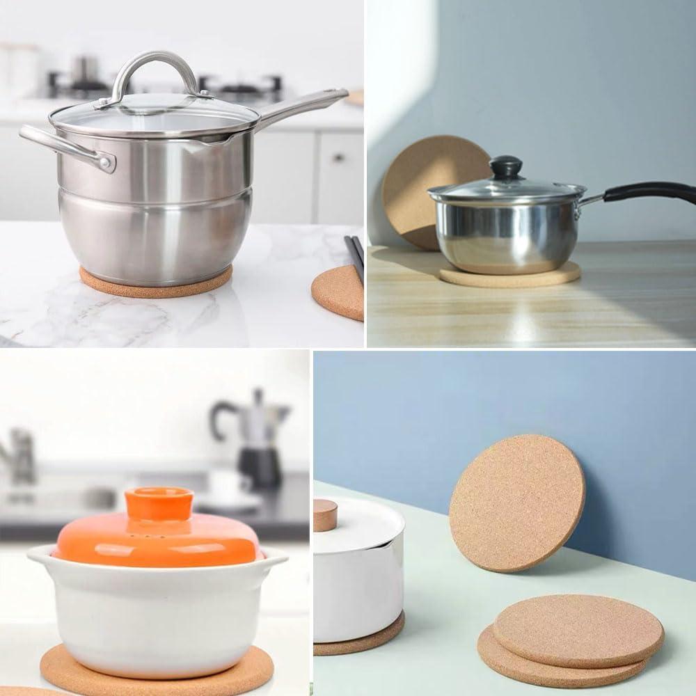 4 Posavasos de Corcho LEKAYIHU 16 cm Resistentes al Calor